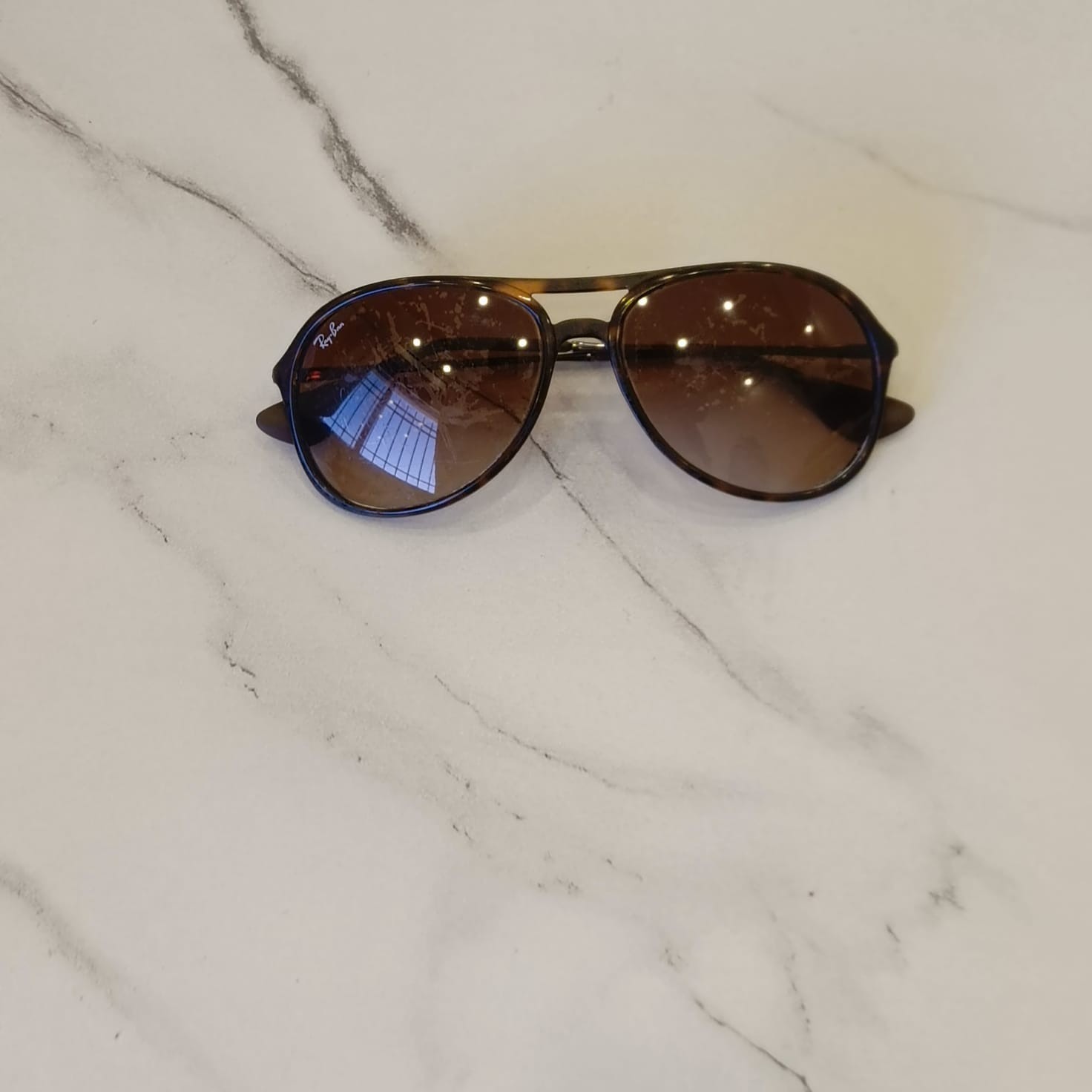 ​Ray-Ban Alex RB 4201 865/13 Tortoise Sunglasses – Frame Only / Lens Peeling