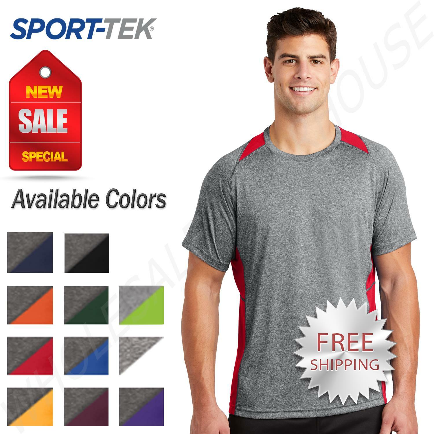Sport-Tek Mens Short Sleeve Heather Colorblock Contender T-Shrit ST361
