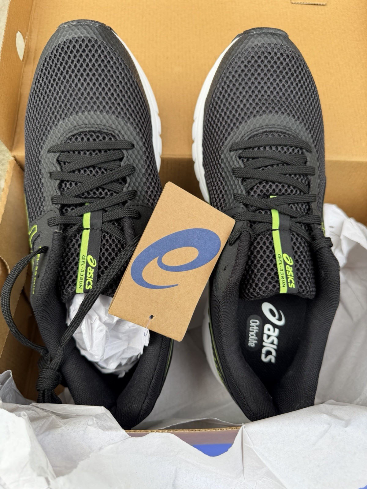ASICS GEL-33 RUN Men’s Running Shoes Lace Up Black/Hazard Green 1011B438-003