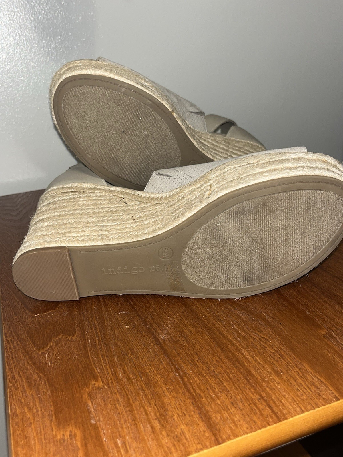 Indigo Rd. Women’s Beige Espadrille Wedge Open Toe Ankle Strap Sandals 8.5