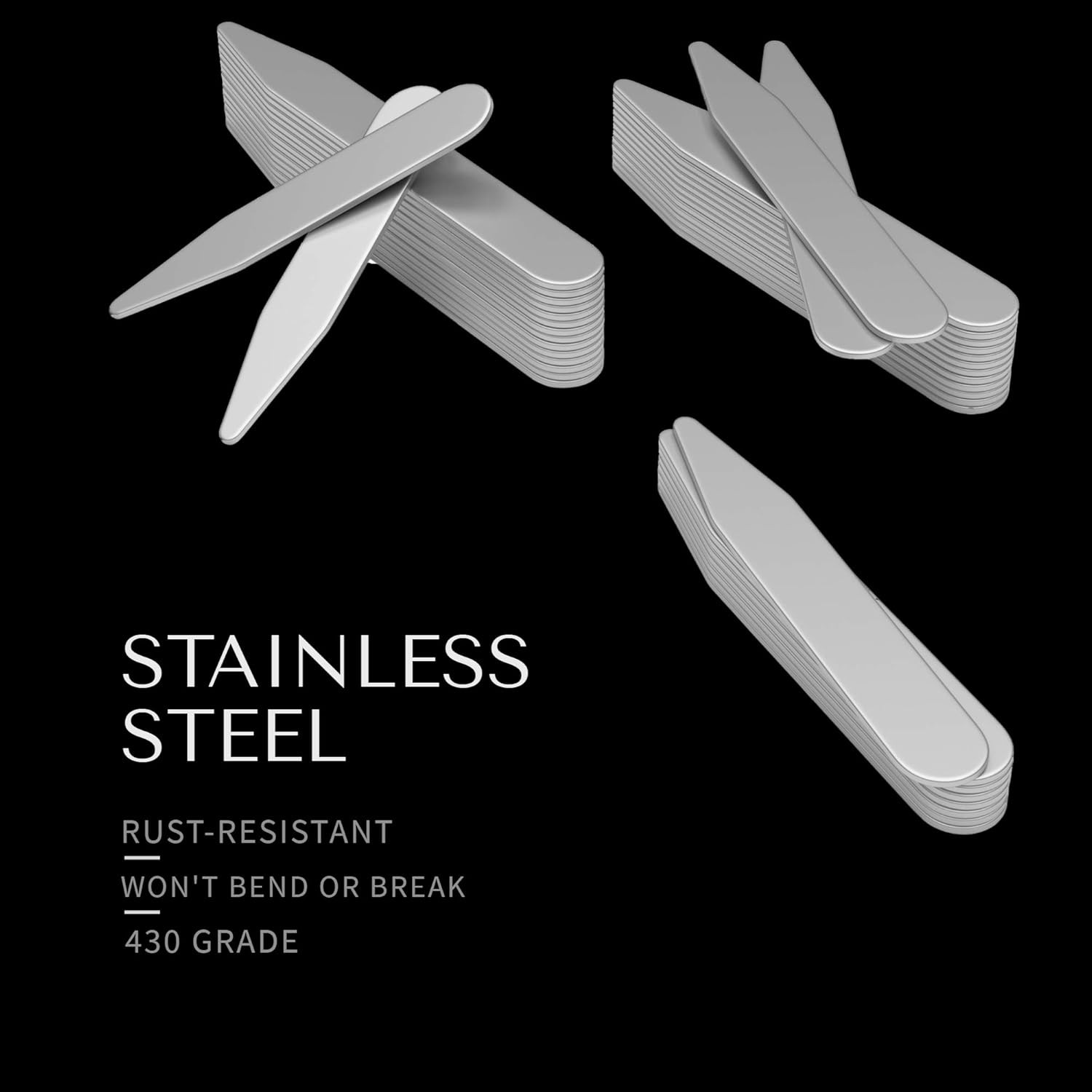 Metal Collar Stays for Men – Set of 40 Dress Shirt Collar Stays for Men, 3 Sizes