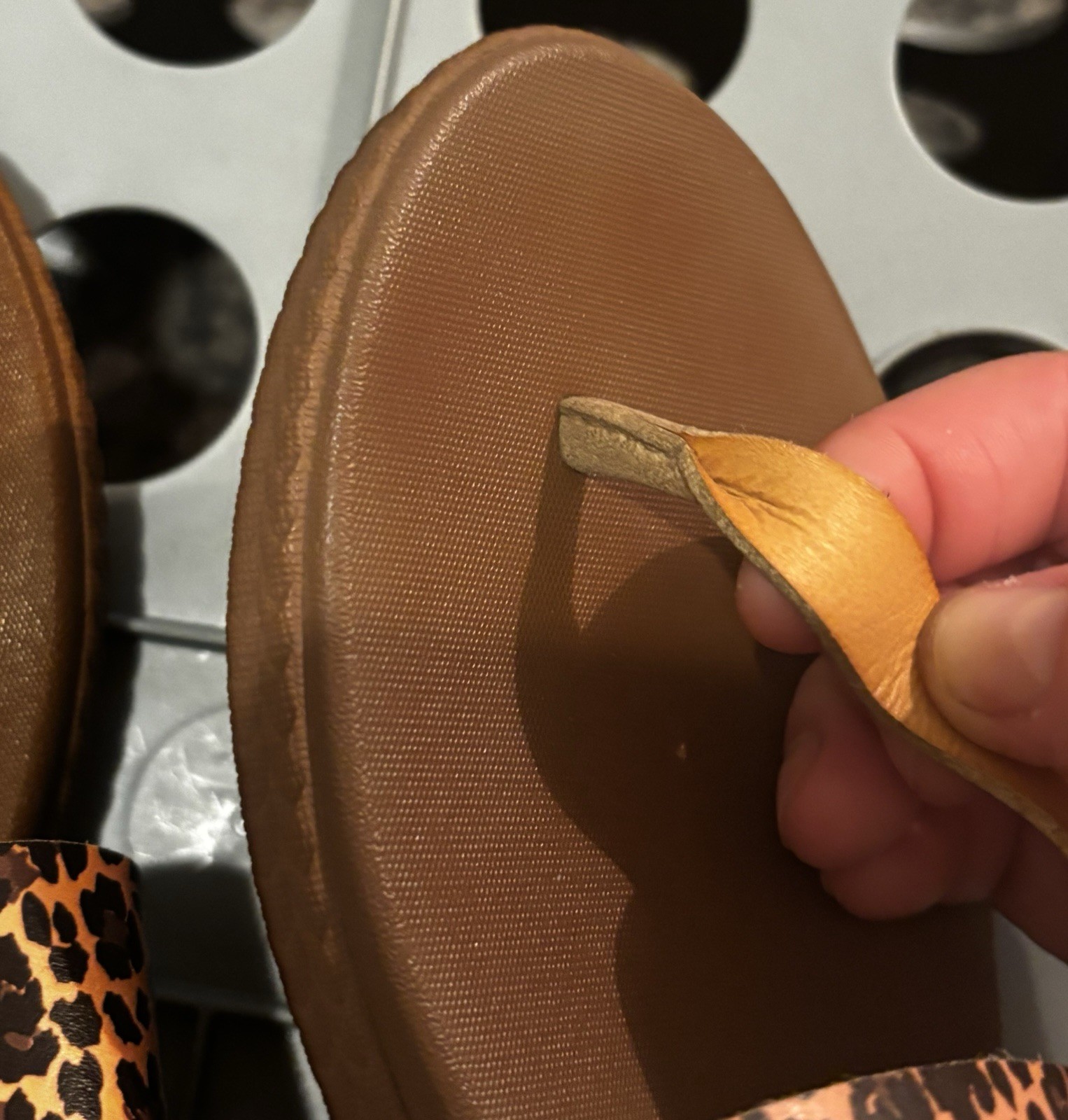 Reef WomensCushion Sol Slide Sandal Natural Tan Brown Leopard Flip Flops Size 8