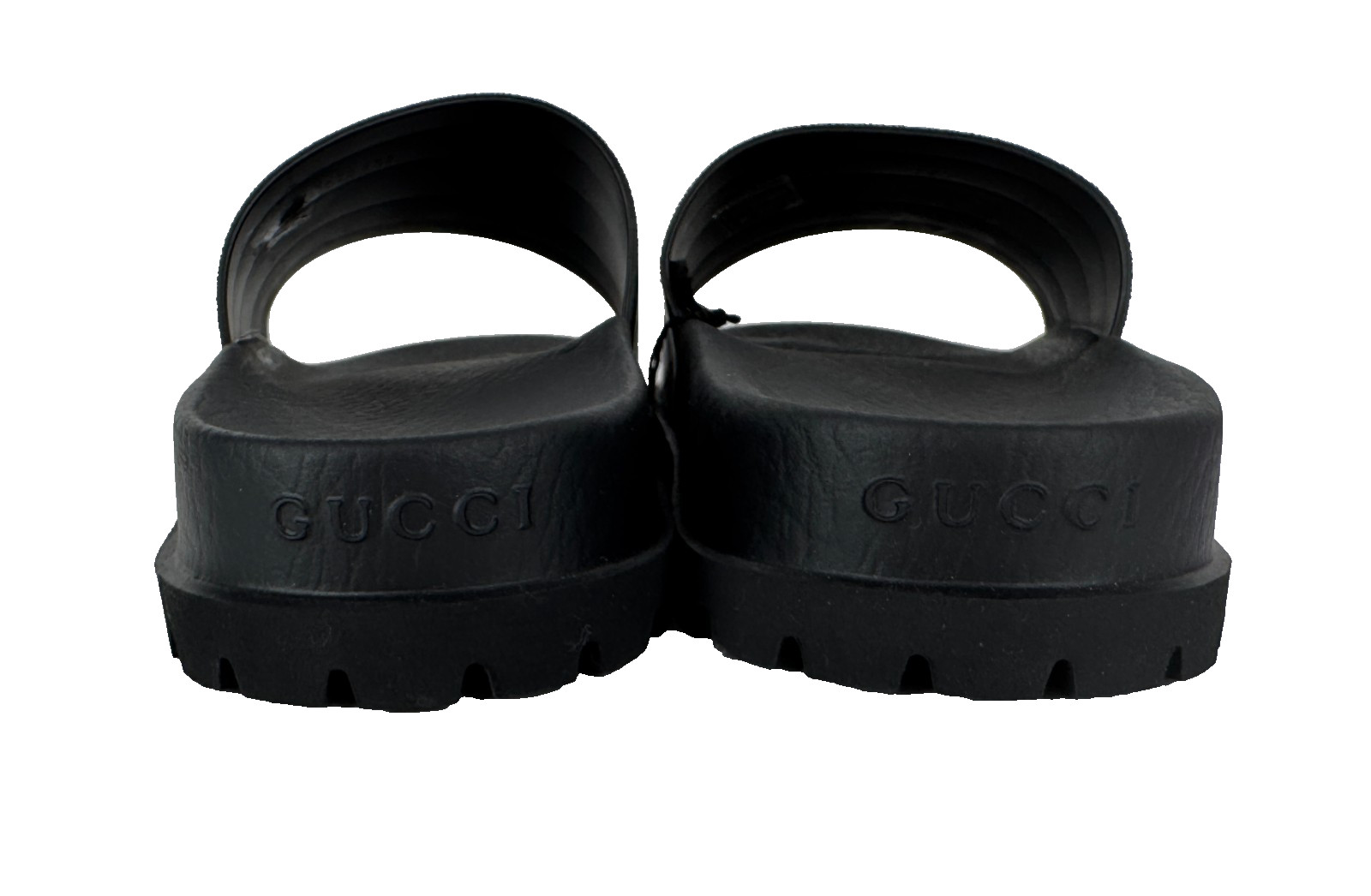$510 Gucci NIB Auth Black Web Rubber Pool Slides 6.5 US 6 UK 40 EU Sandals Shoes