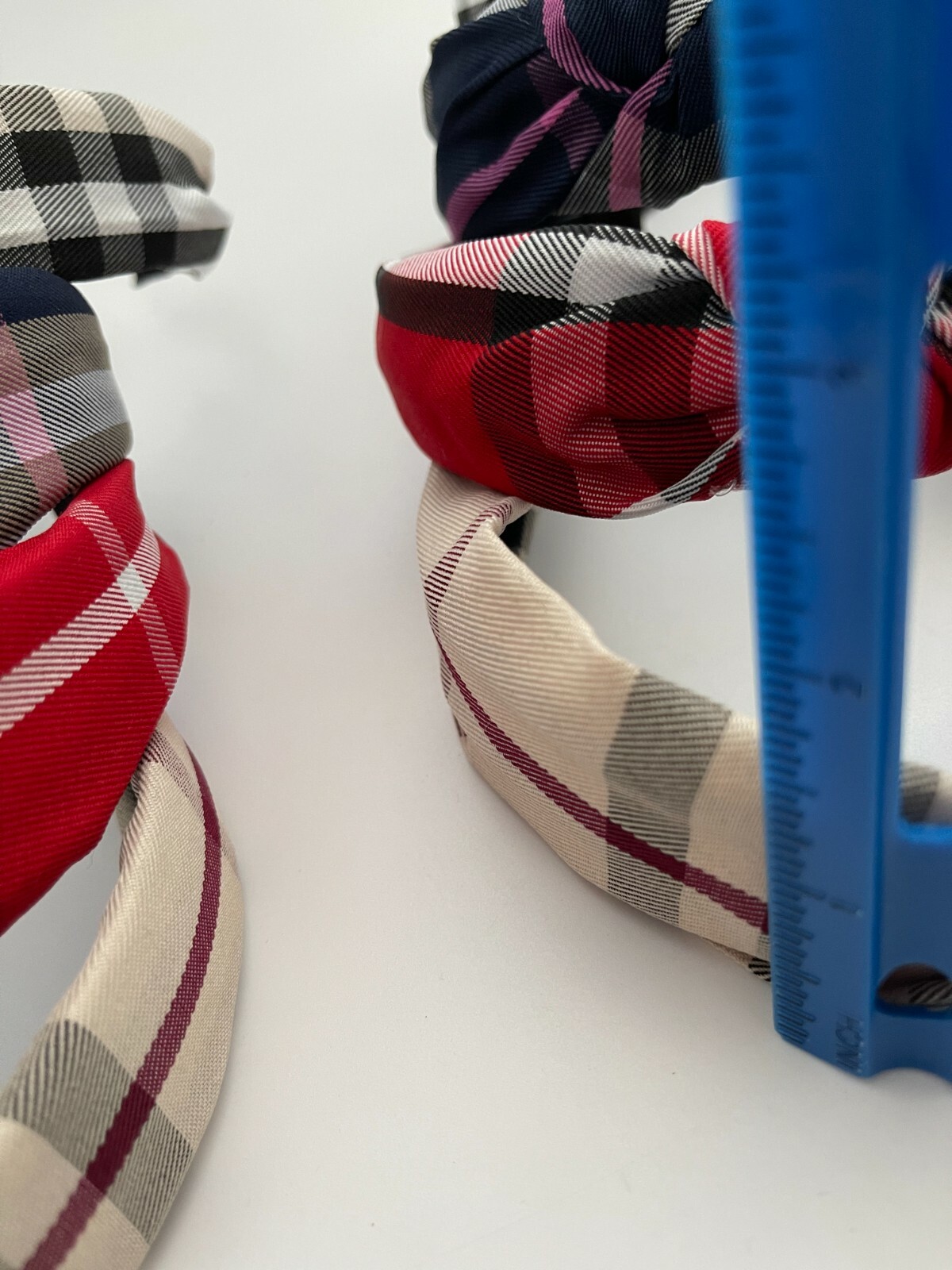 4 PCS Plaid Fabric Plastic Headband Checkered Design Fabric Hair Band Fashion