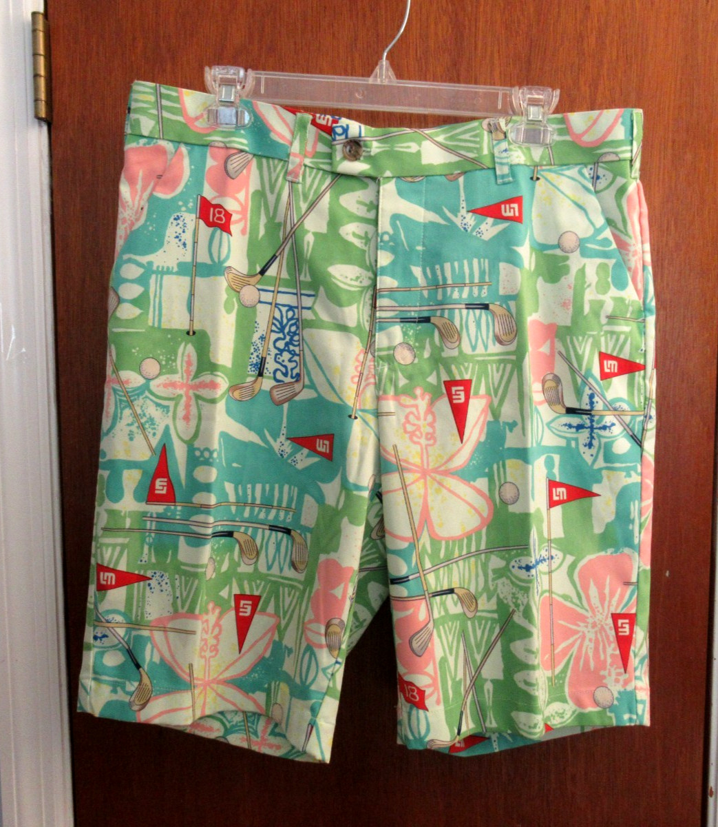 LOUDMOUTH Baffing Spoon Stretch Tech Golf Shorts Size 34