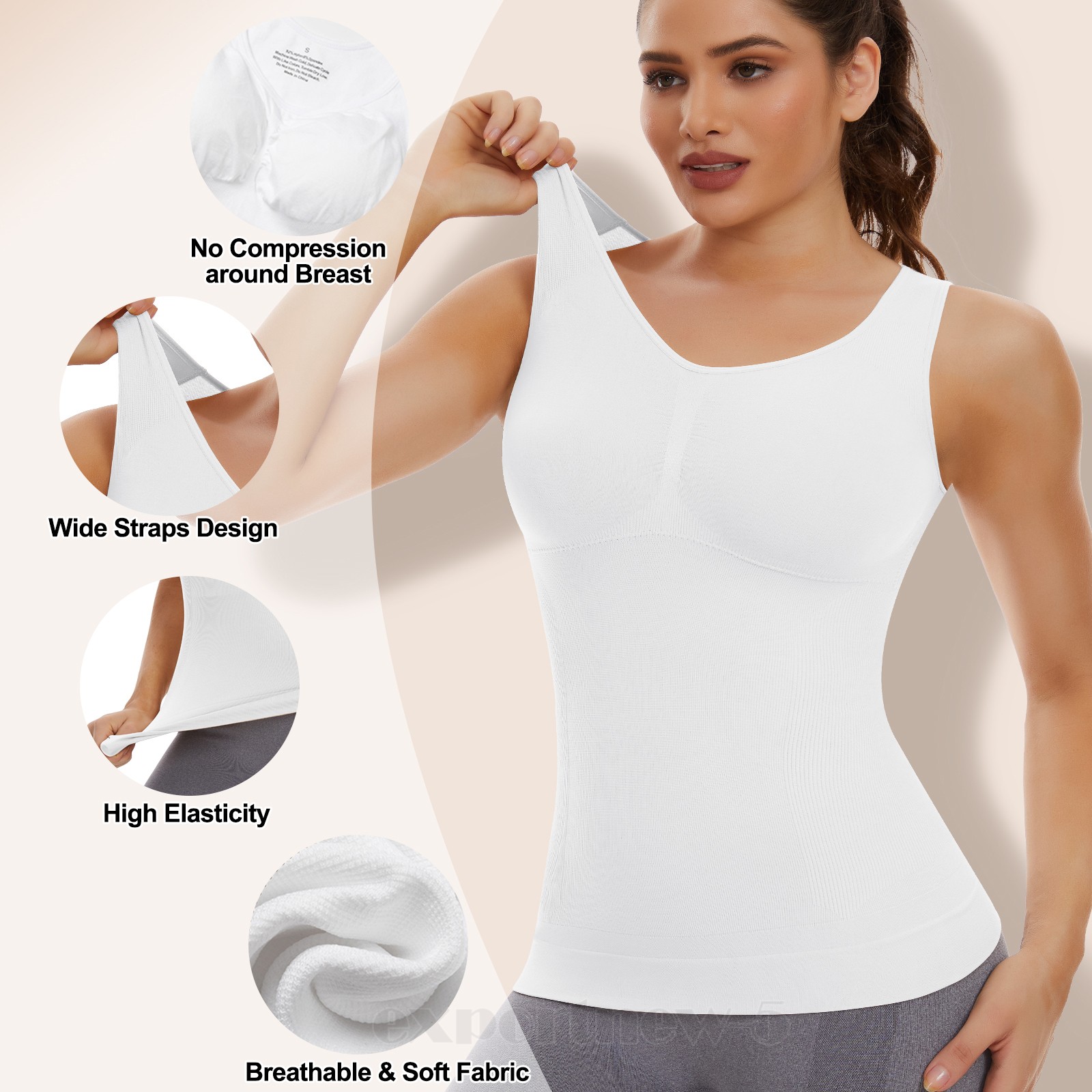 Women’s Cami Shaper Tummy Control Padded Bra Camisole Cami Compression Tank Top