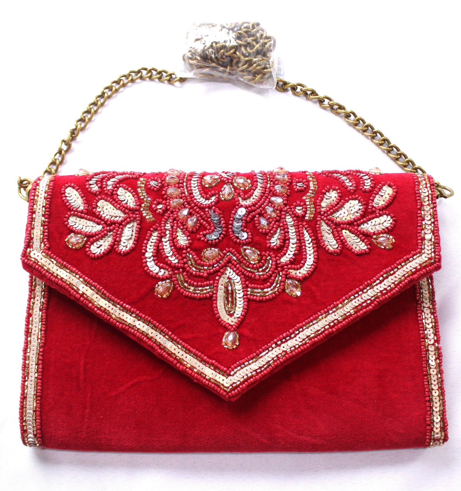 America & Beyond Women’s Embellished Envelope Clutch Bag NC3 Maroon One Size