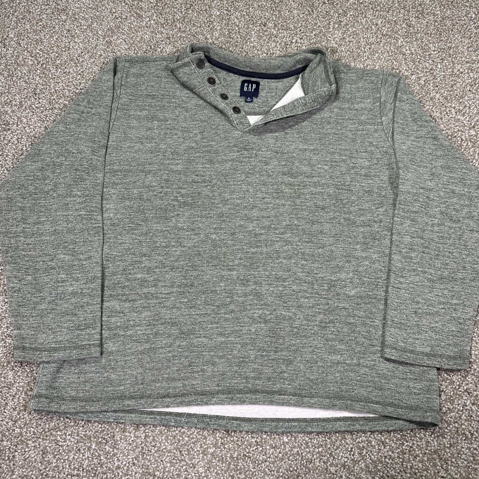 Vintage Gap Henley Sweater Green Earth Tone Size XL Essentials Preppy Casual