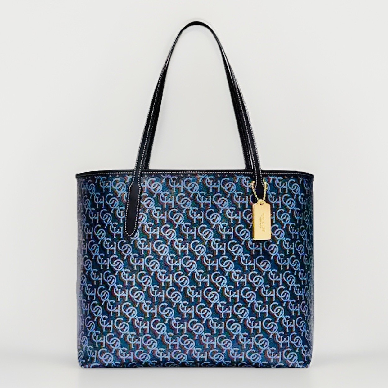Coach City Tote With Coach Monogram Limited Edition Print in Navy/Gold CF342 NWT