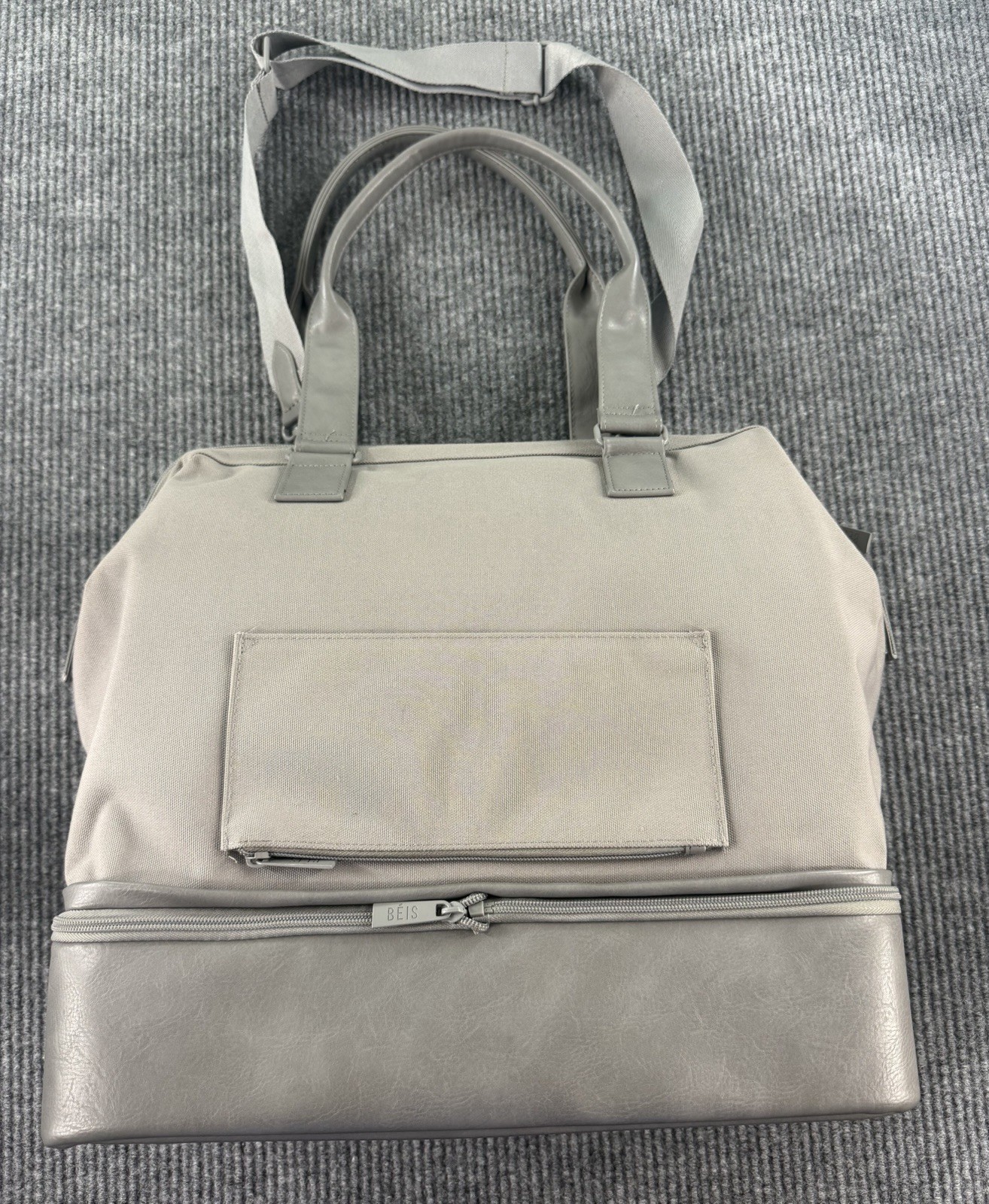 BEIS The Convertible Mini Weekender Travel Bag in Grey Excellent Condition