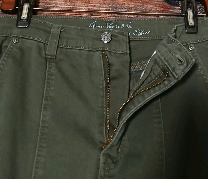 Gloria Vanderbilt Cargo Pants 4 Wide Leg High Rise Olive Green