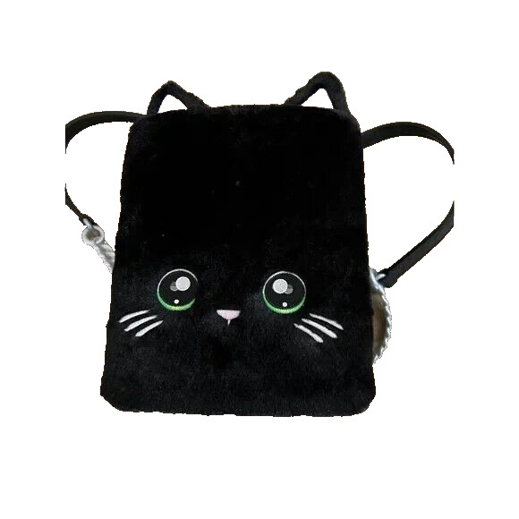 Na Na Na Surprise Doll Fuzzy Kitty Cat Black Backpack Case-No Dolls-Case Only