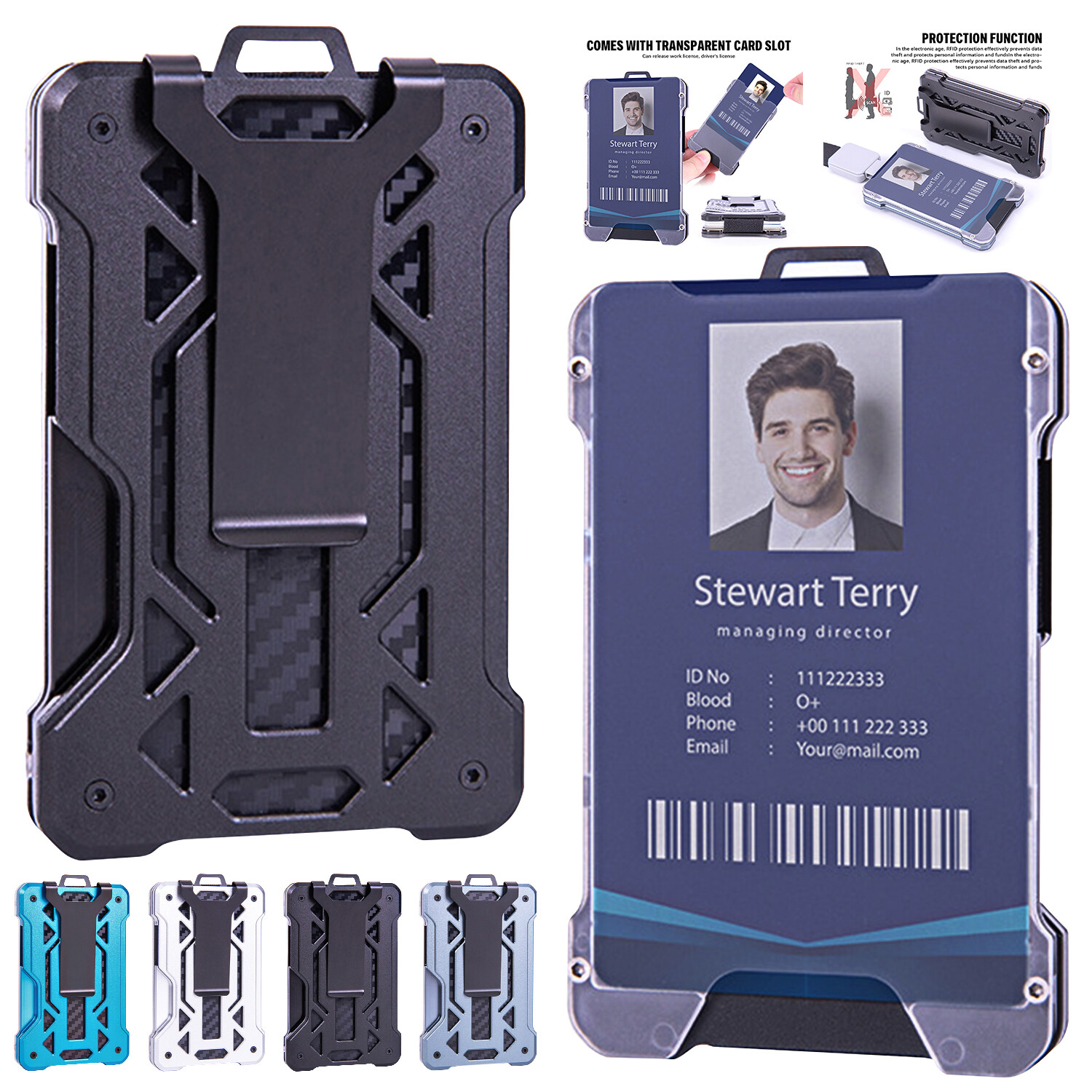 Men’s Aluminum RFID Blocking Money Clip Slim Credit ID Card Holder Metal Wallet