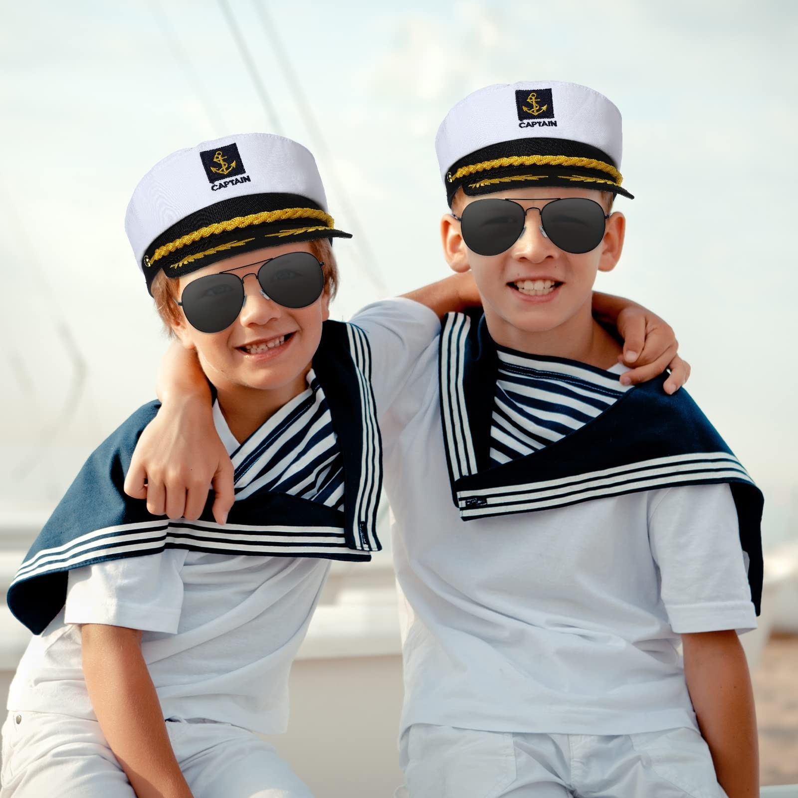 Hercicy 12 Pieces Yacht Captain Hat Sailor Ship Costume Set Adjustable White …