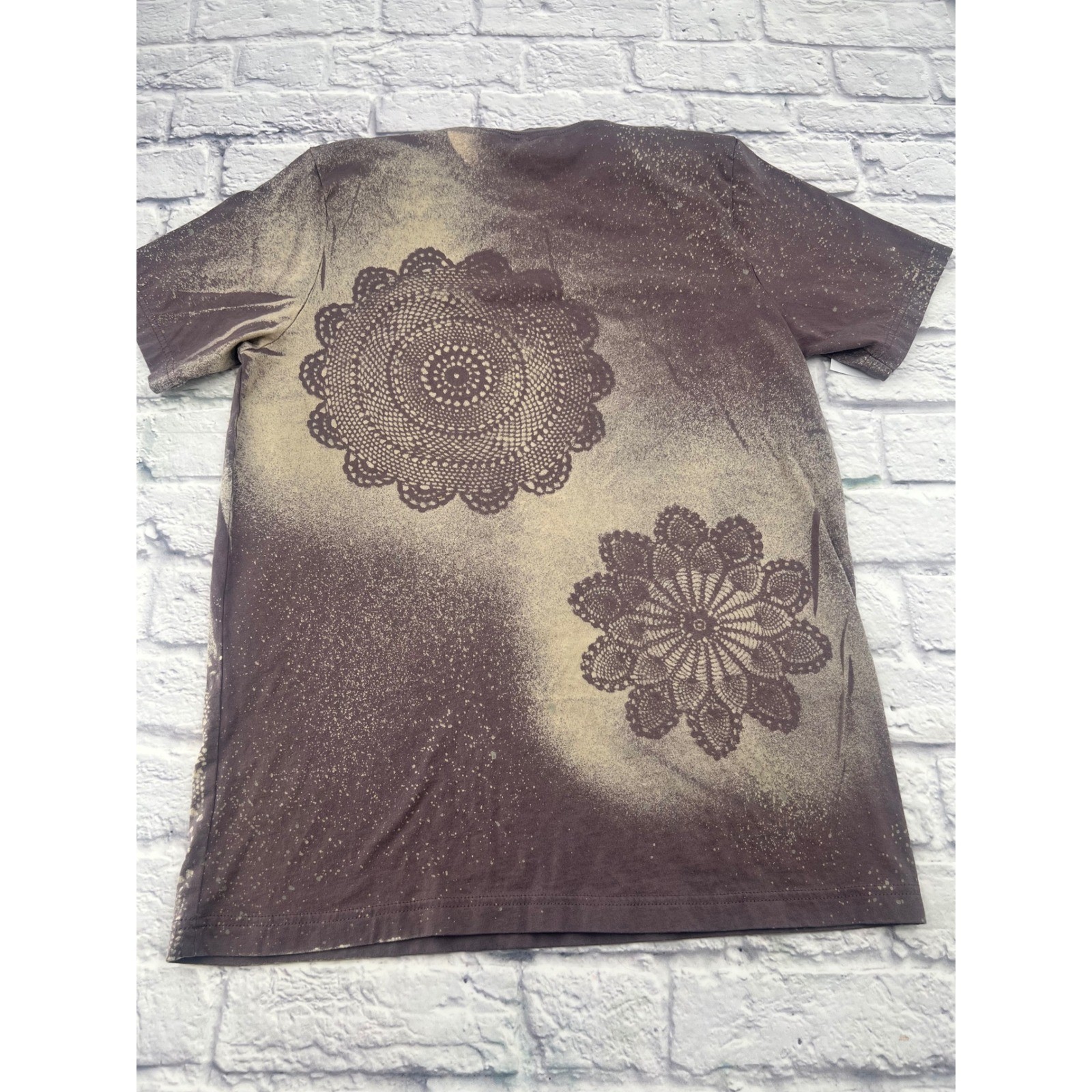Bella Canvas Custom Bleach Dye T Shirt Plum Purple Doily Geometric Stencil Large