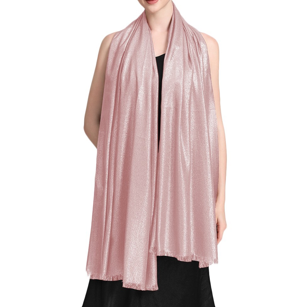 Women’s Sparkling Glitter Metallic Large Pashmina Silky Shawl Wrap Wedding Scarf
