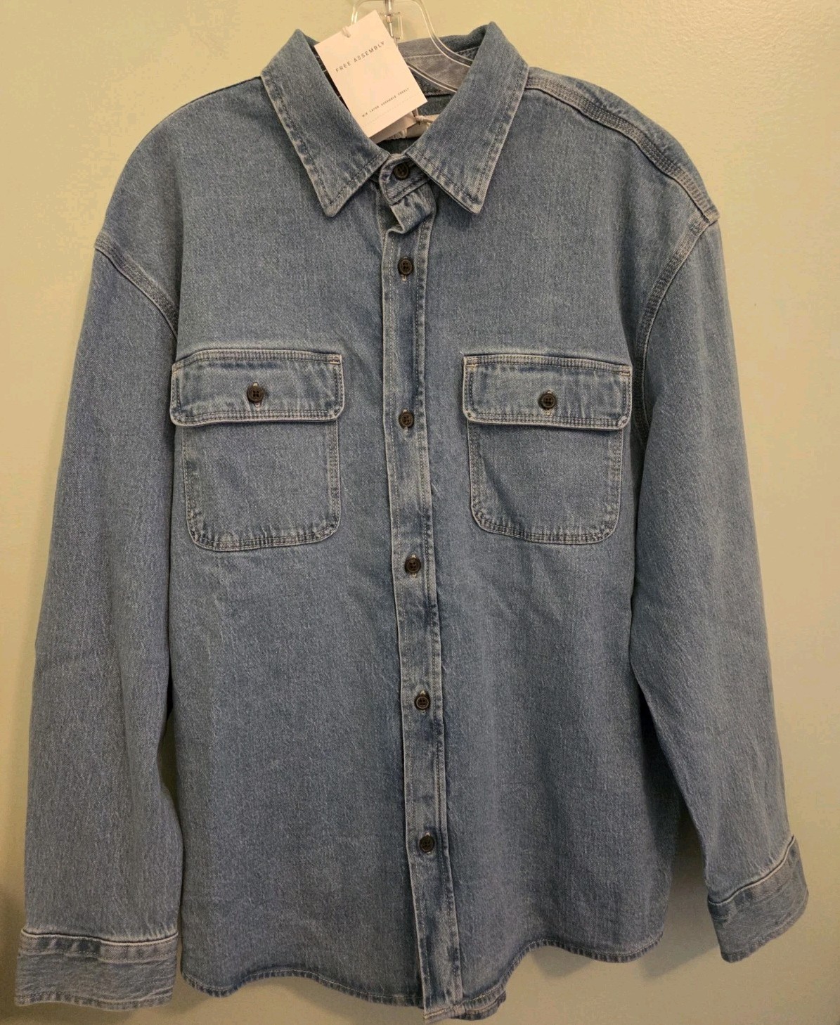 Free Assembly Men’s LARGE Long Sleeve Heavy Denim Overshirt Blue #10726