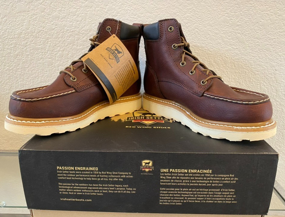 Irish Setter 83605 Ashby Mens 8 EE Wide Soft Toe Walnut 6″ Boot Retail Box