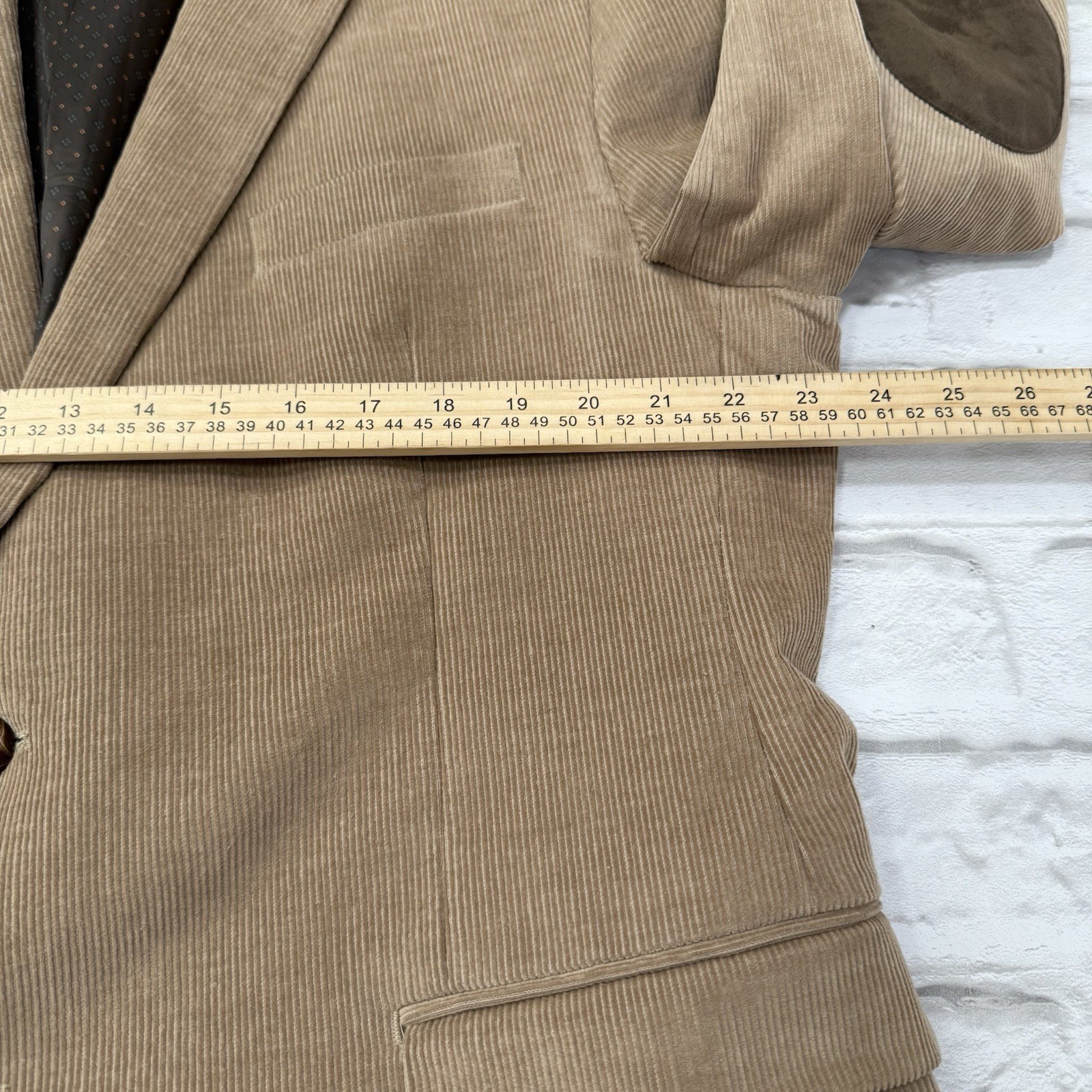 Vtg Chaps Corduroy Blazer Sport Coat 46R Elbow Patches Sport Coat Tan Suit Jacke