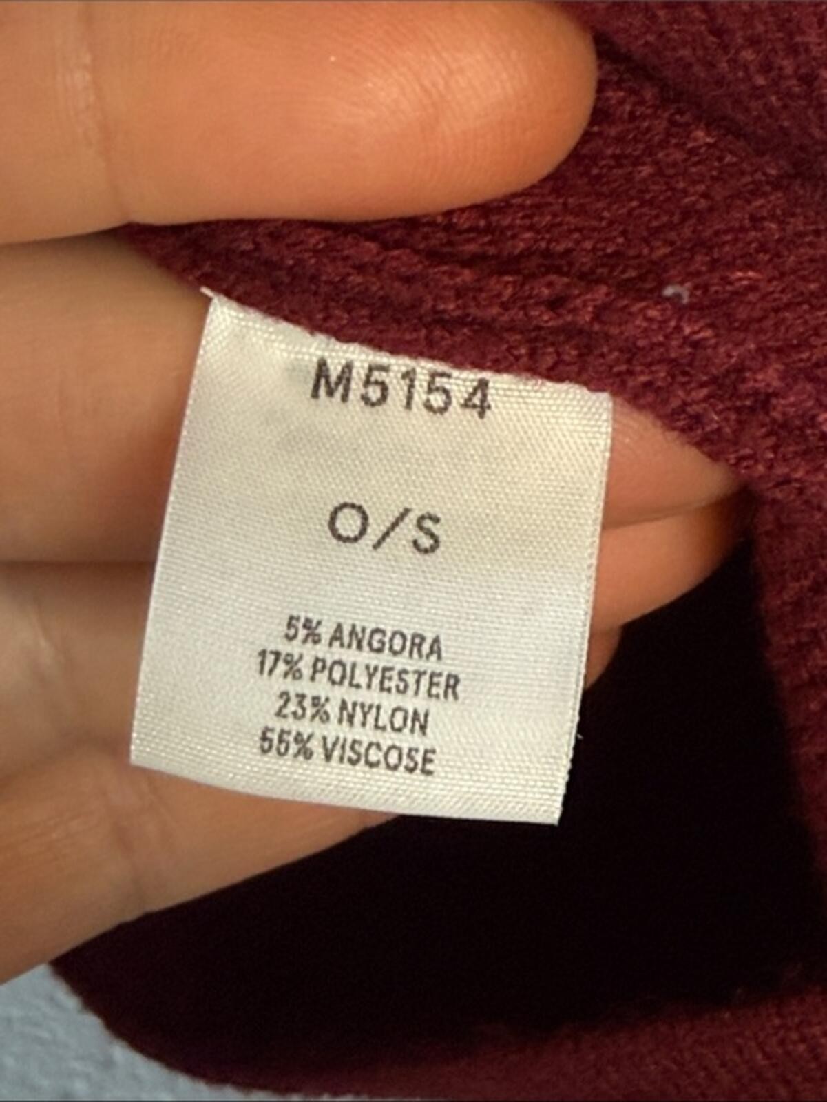 Kerisma Burgundy Angora Blend Mock Neck Oversized Sweater One Size