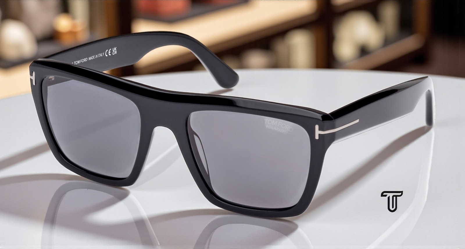 Tom Ford Alberto FT1077 N 01D Shiny Black Smoke Polarized 55 mm Men’s Sunglasses