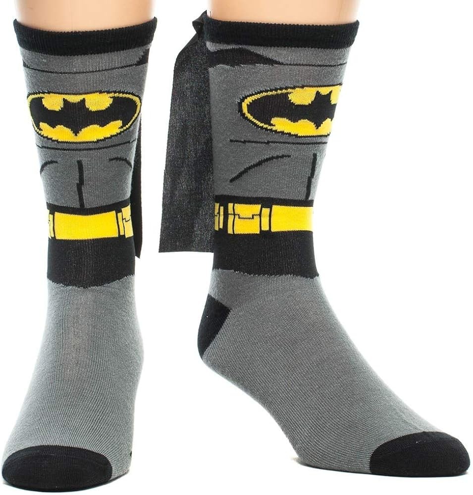 DC Comics Men’s Adult Batman Cape Crew Mid-Calf Socks