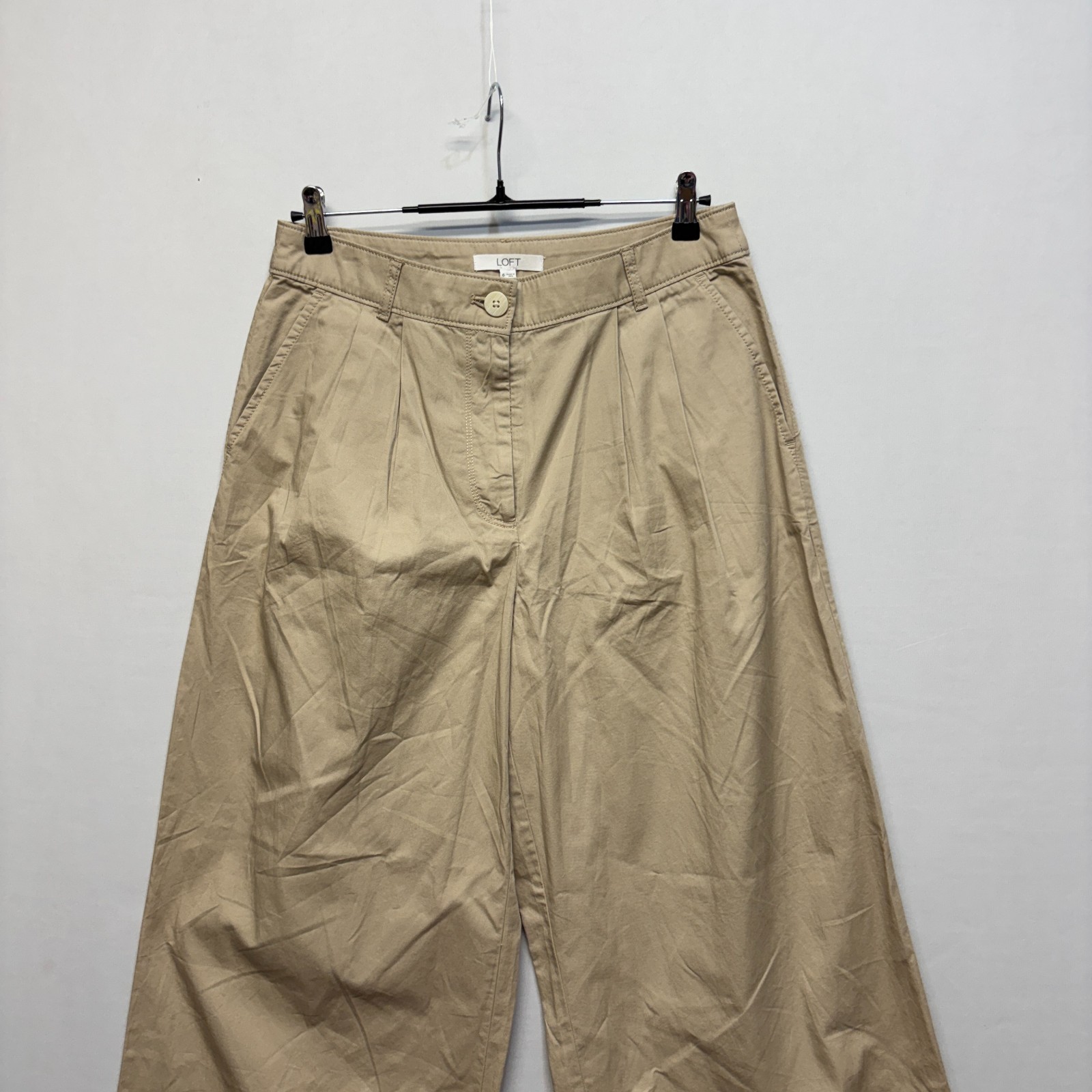 NWT Ann Taylor LOFT Pleated Wide Leg Pants Trouser Size 6 Beige SP24 D077 -27