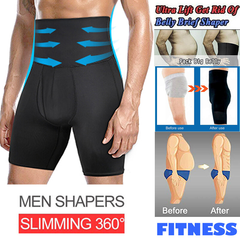 Men’s Compression Leggings Pants High Waist Shorts Shaping Thigh Butt Underpants