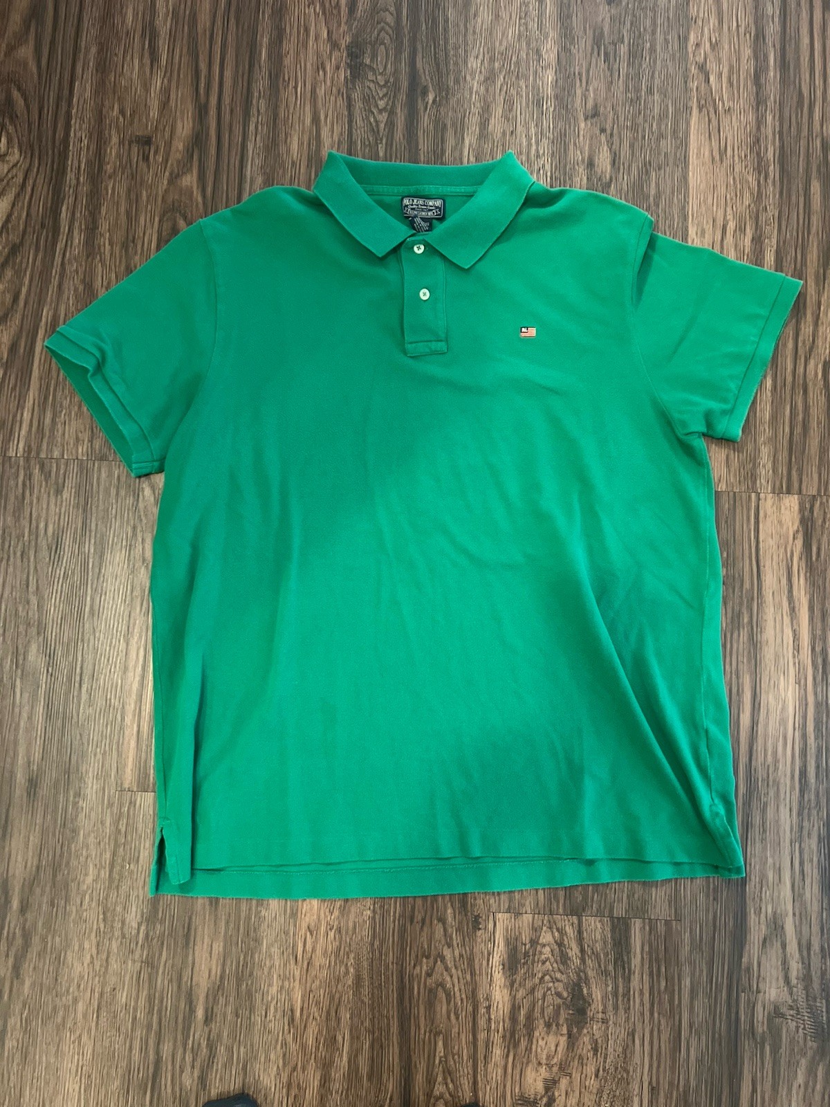 Polo Jeans Co. Ralph Lauren Men’s Green Solid Polo Shirt XXL Short Sleeve Logo