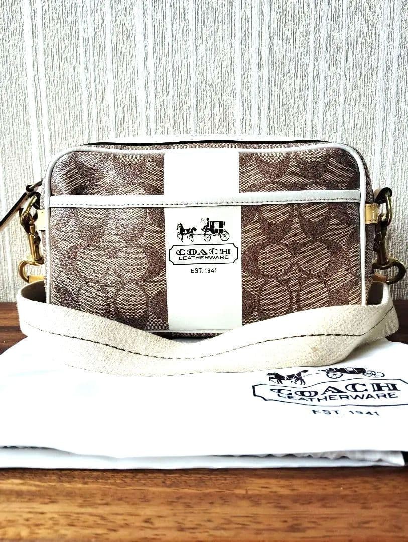 Excellent condition COACH stripe signature 2WAY with protective bag 13a