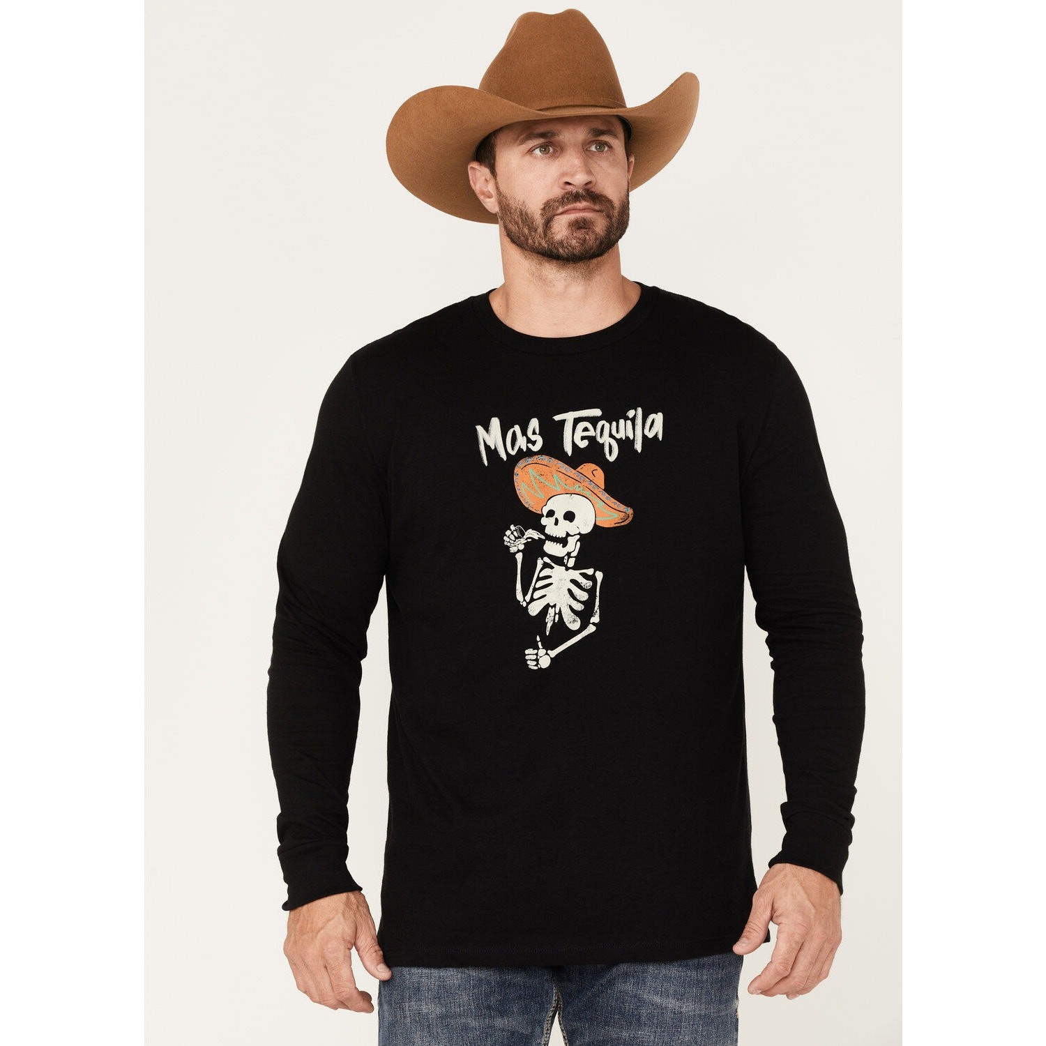 Moon Shine Spirit Mens Medium Festival Skull Print Shirt Black Mas Tequila