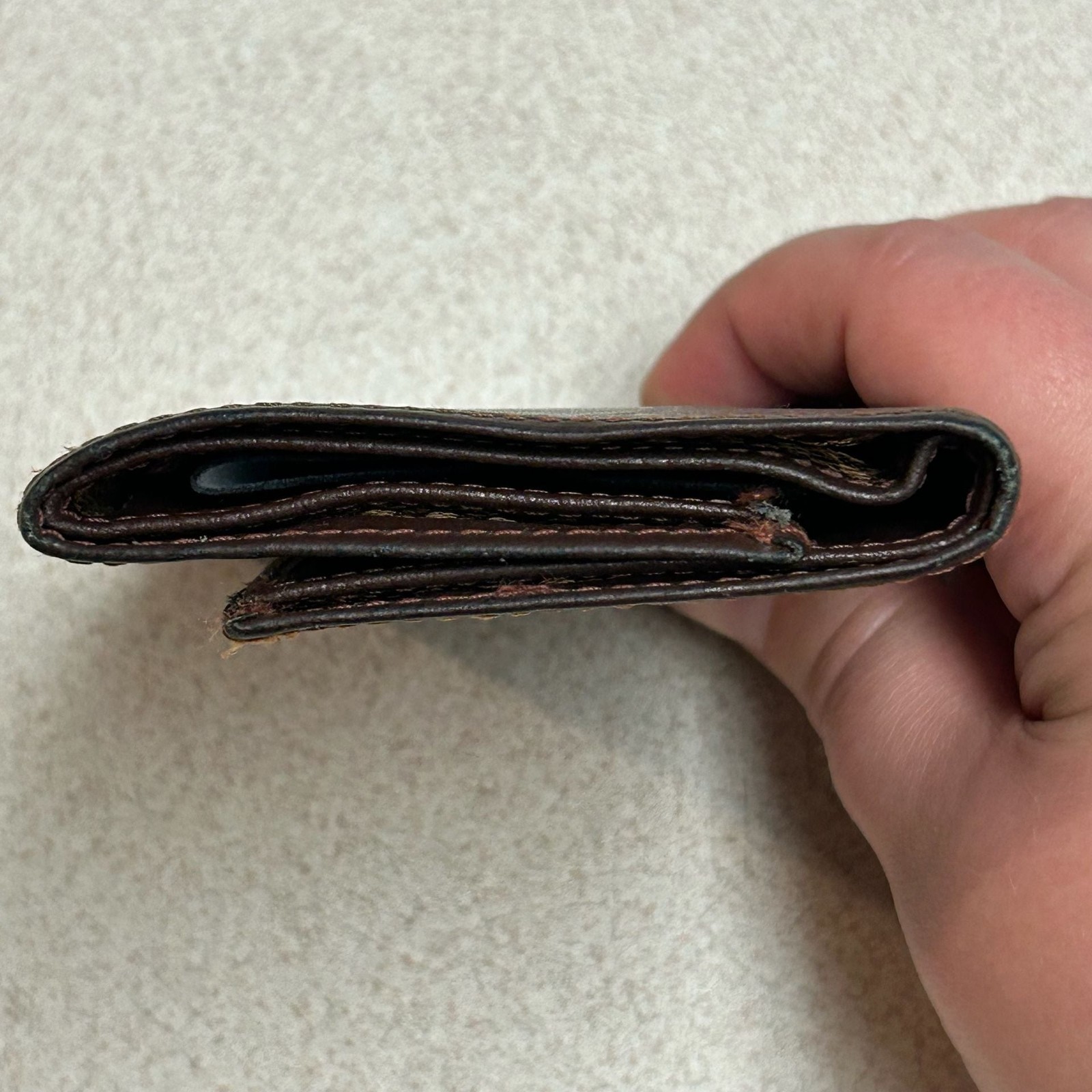 Vintage Coach Brown Leather Trifold Wallet
