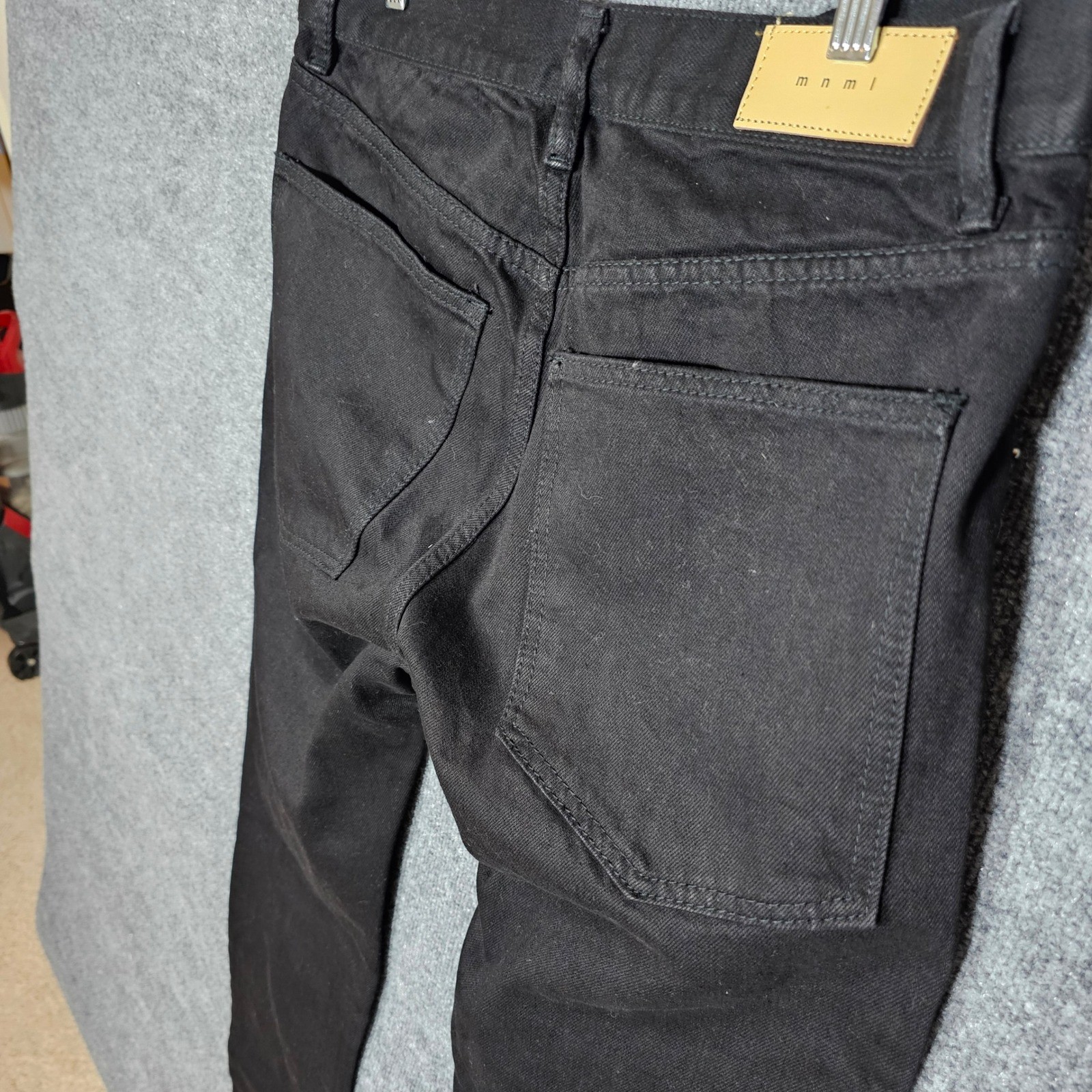 MNML Skeleton Paisley Applique Jeans Mens 34 Black Streetwear Button Fly Pants