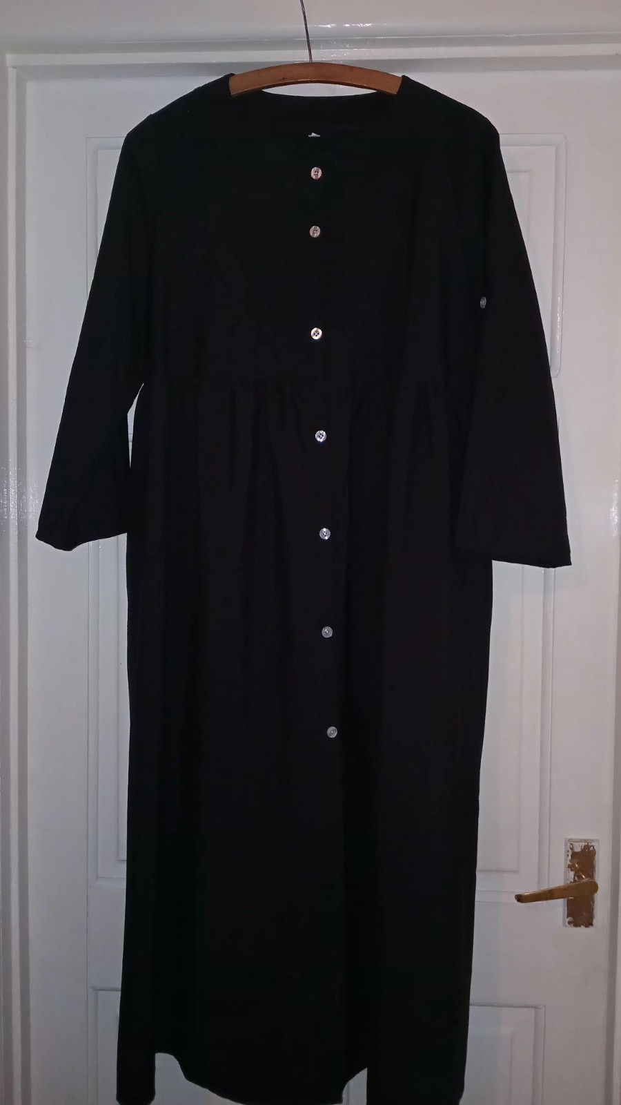 long sleeve button up black dress long length 12? new