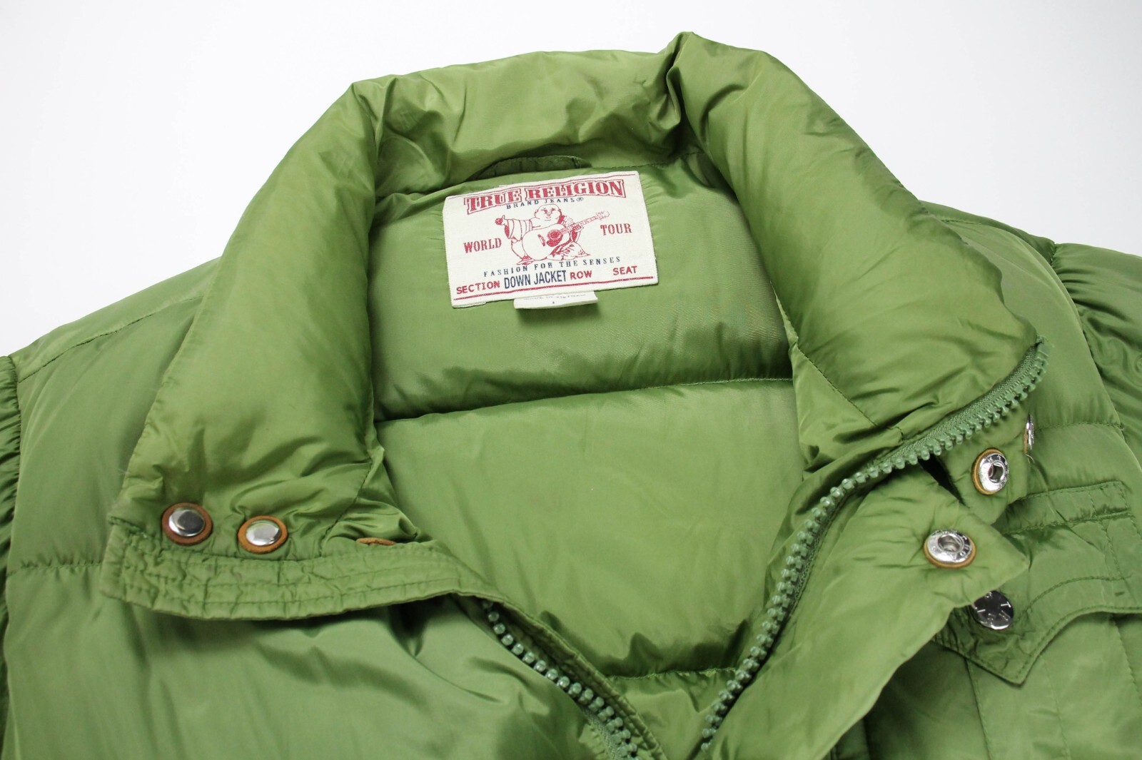 True Religion Down Jacket Mens Large Zip Up High Neck Pockets Lined
