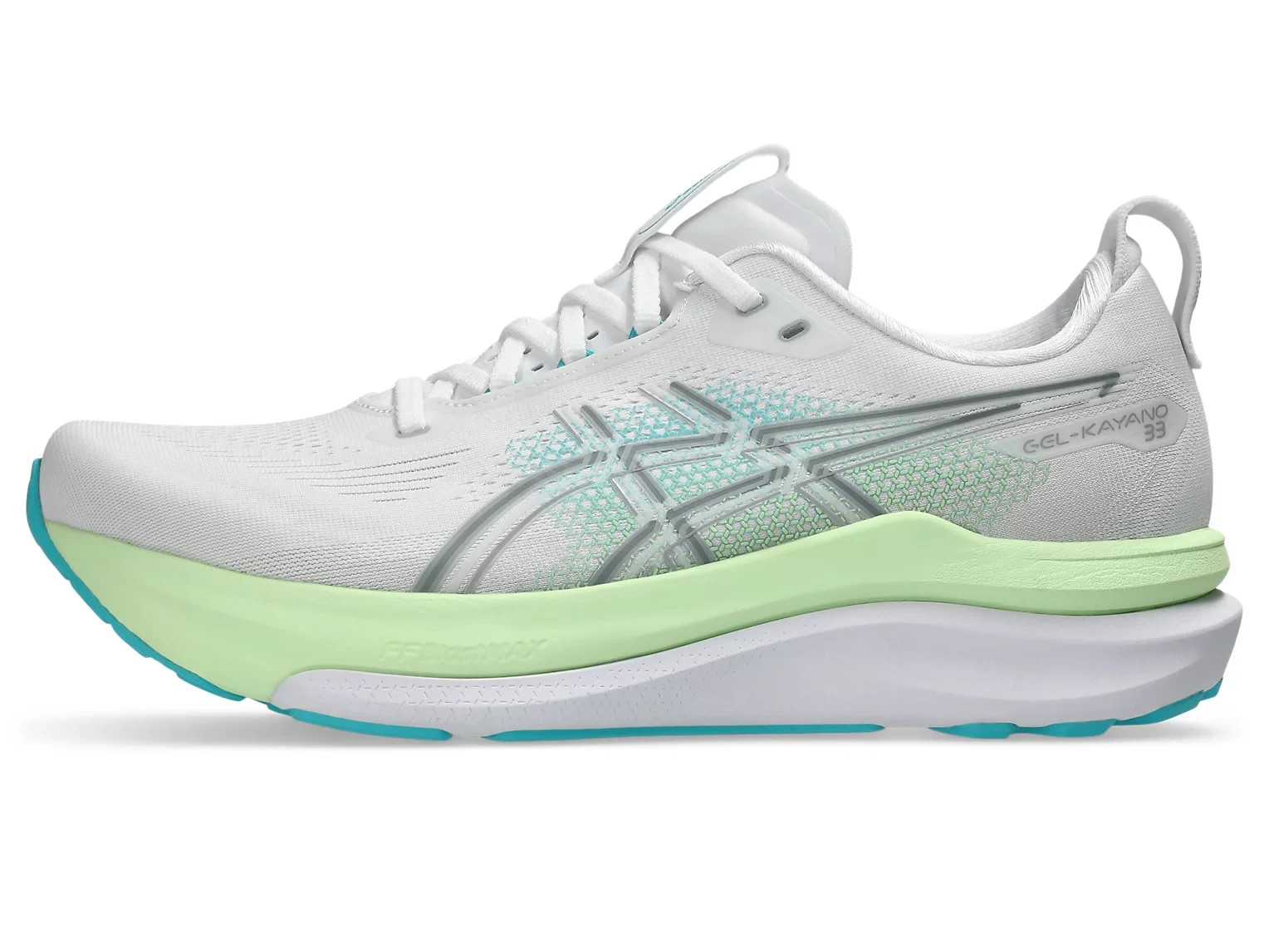 ASICS GEL-KAYANO 33 “EXTRA WIDE” 1011C229 100 White Energy Aqua Running Shoes