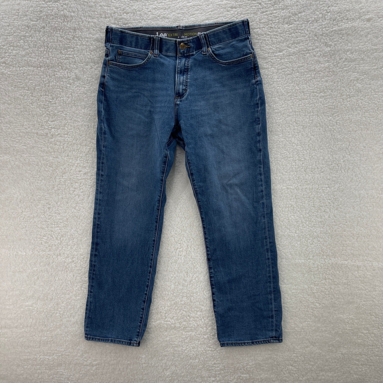Lee Jeans Mens 36×32 Blue Extreme Motion Athletic Fit Straight Stretch Workwear