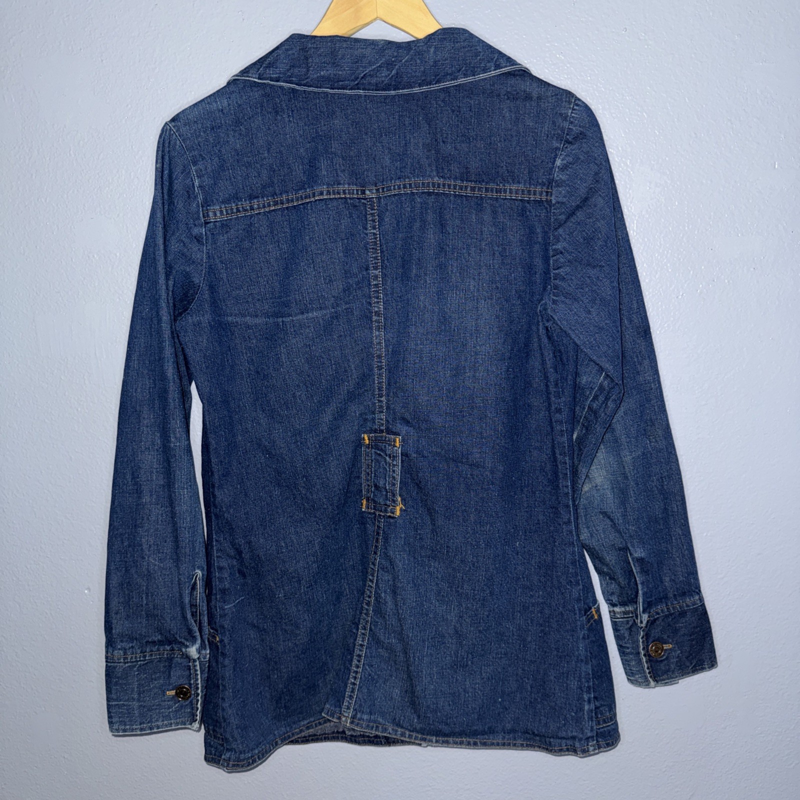 Levi’s Women’s Denim Safari Jacket Orange Tab Cursive L 70s Vintage Size L USA