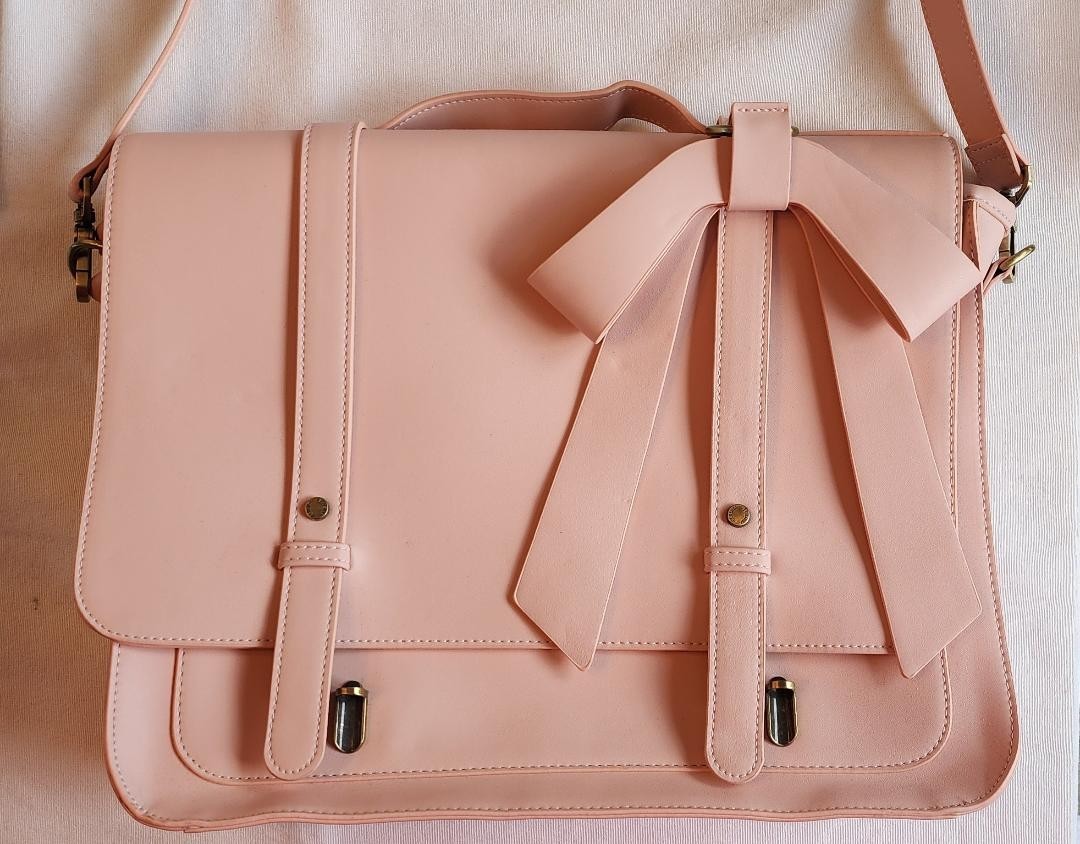 Ecosusi Summer Garden Romance Bow Briefcase Pink Convertible Messenger Bag NWOT