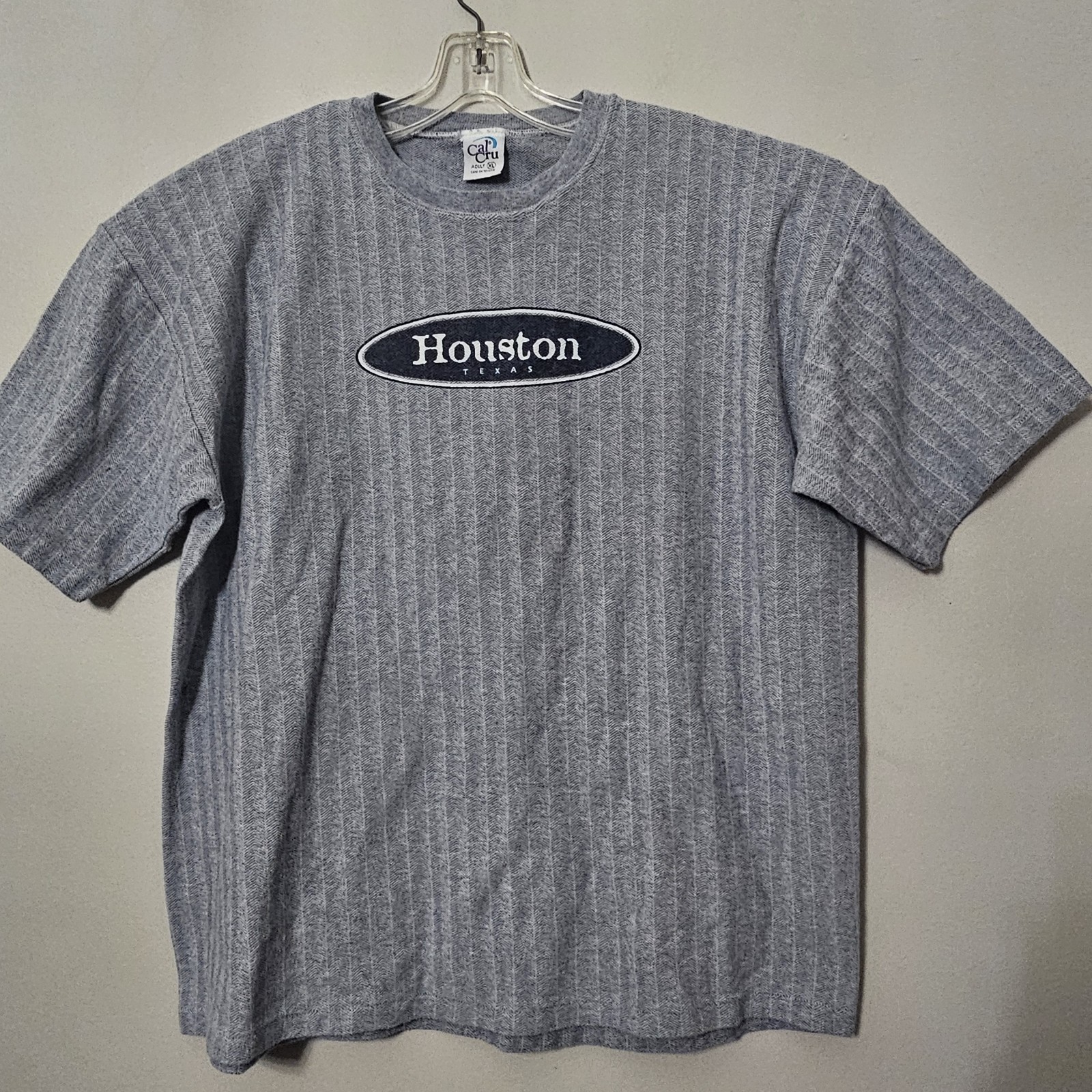 Vintage Cal Cru Houston T-Shirt Men’s Size XL Single Stitch Ribbed Knit Texas