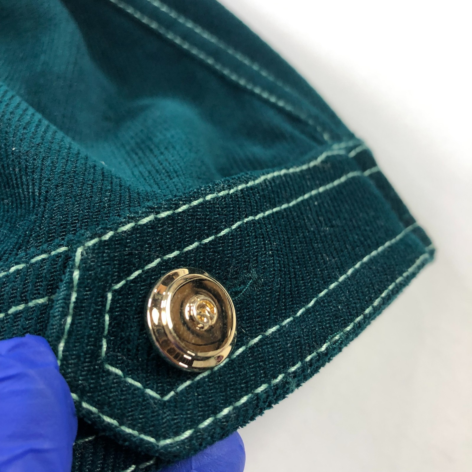 St. John Sport Marie Gray Size P Petite Button Blazer Jacket Dark Green PLS READ
