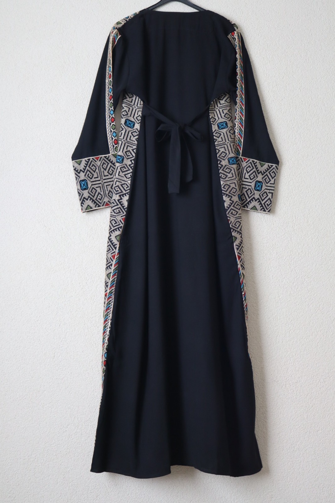 Traditional Palestinian / Jordanian Embroidered Thobe Kaftan Dress Black-LAYALI