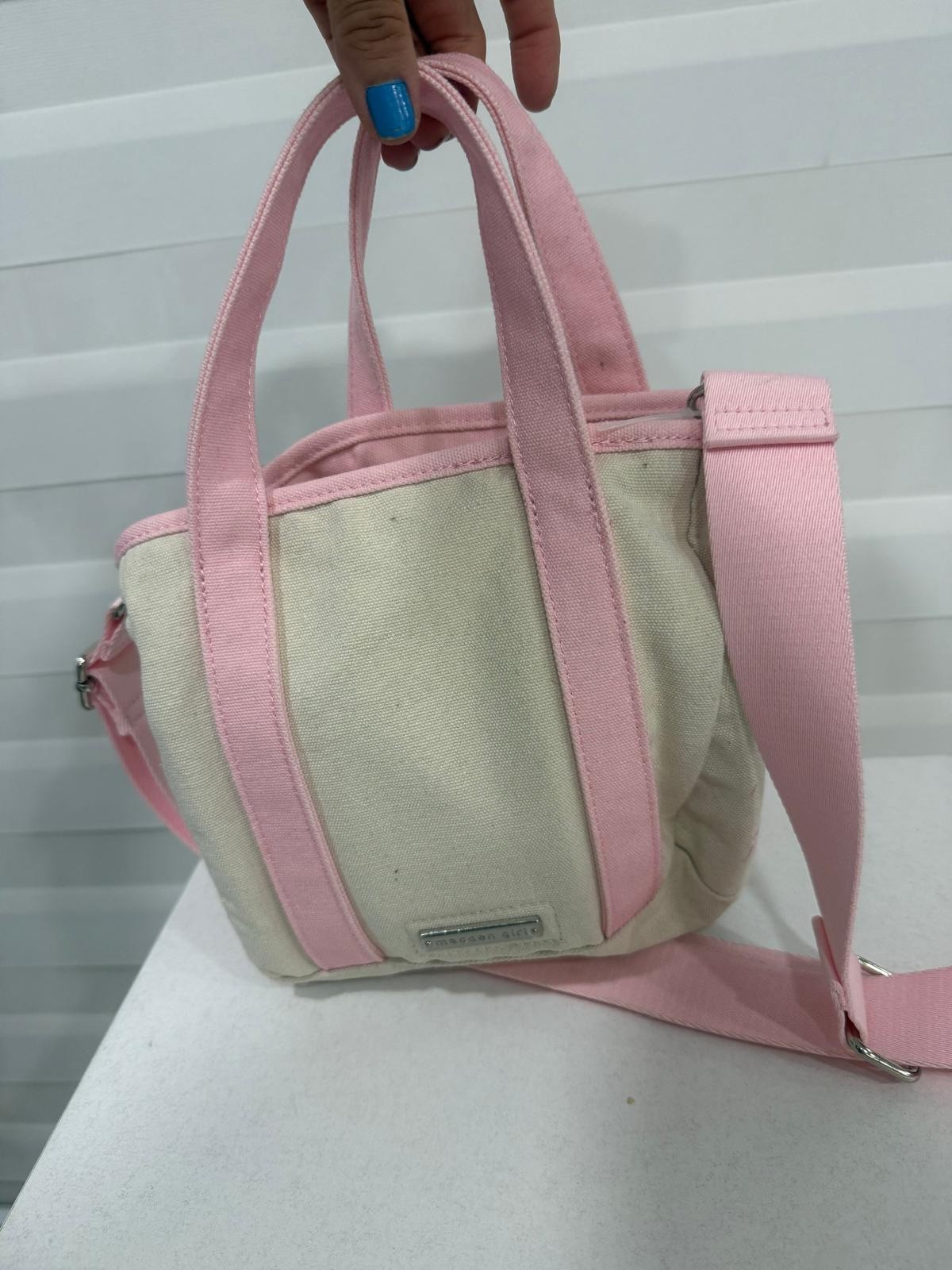 Madden Girl Mini Tote Pink Canvas Bow Bag with Charm & Pouch women