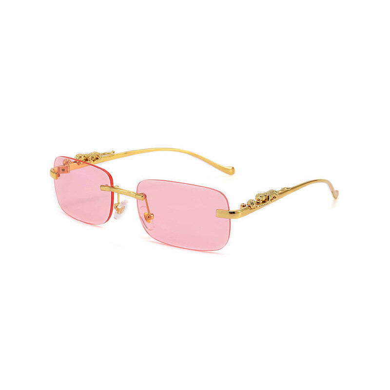 Rimless Rectangle Sunglasses Classic Frameless Eyewear Retro Candy Color Glasses