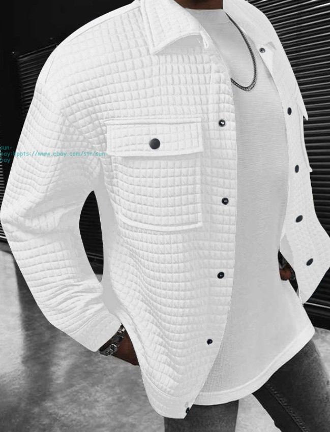 Men’s Button Down Jacket Causal Long Sleeve LightWeight Coats with Flap Pockets