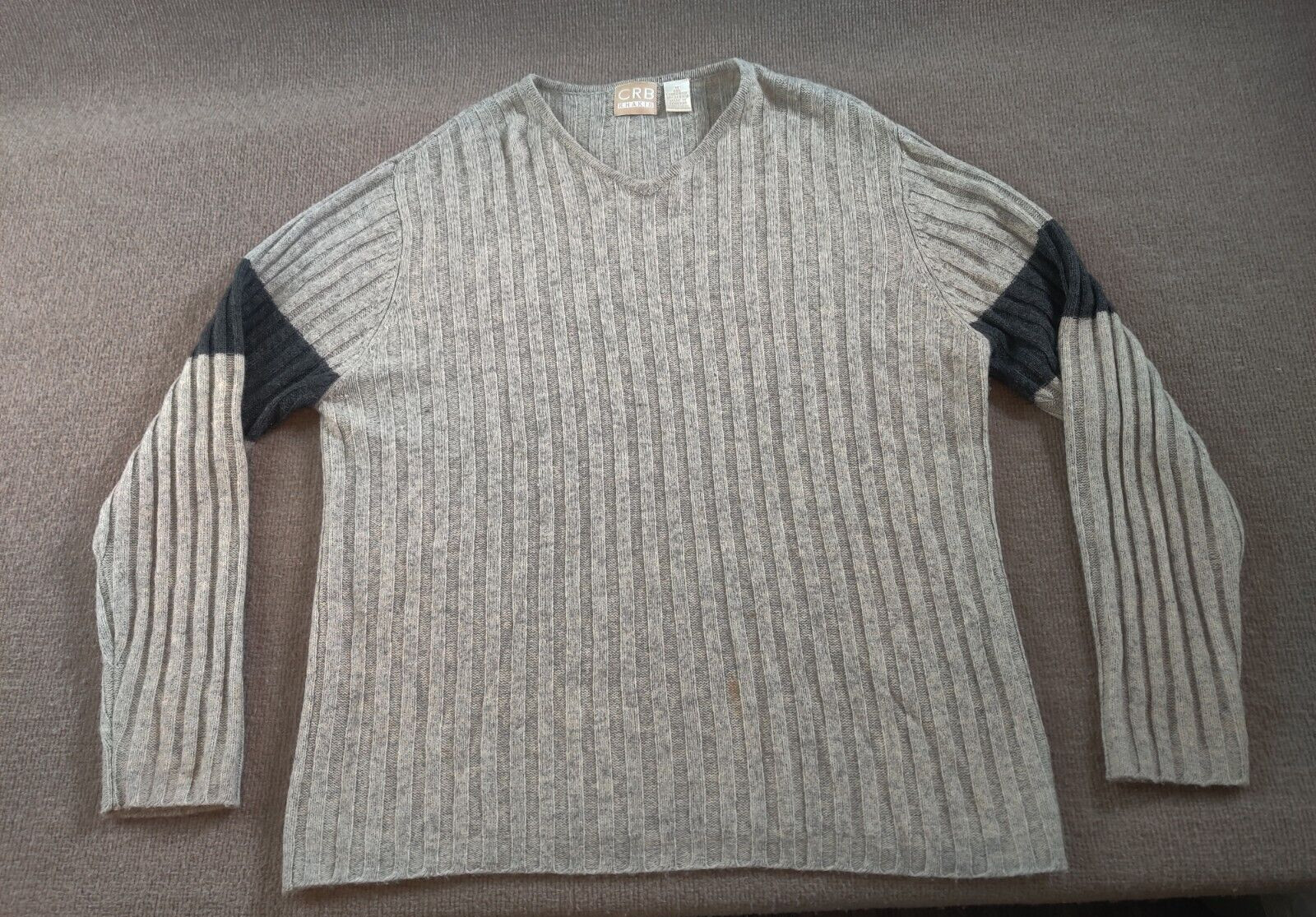 CRB Khakis Mens Medium Lambswool Acrylic Blend Pullover Sweater Gray V Neck