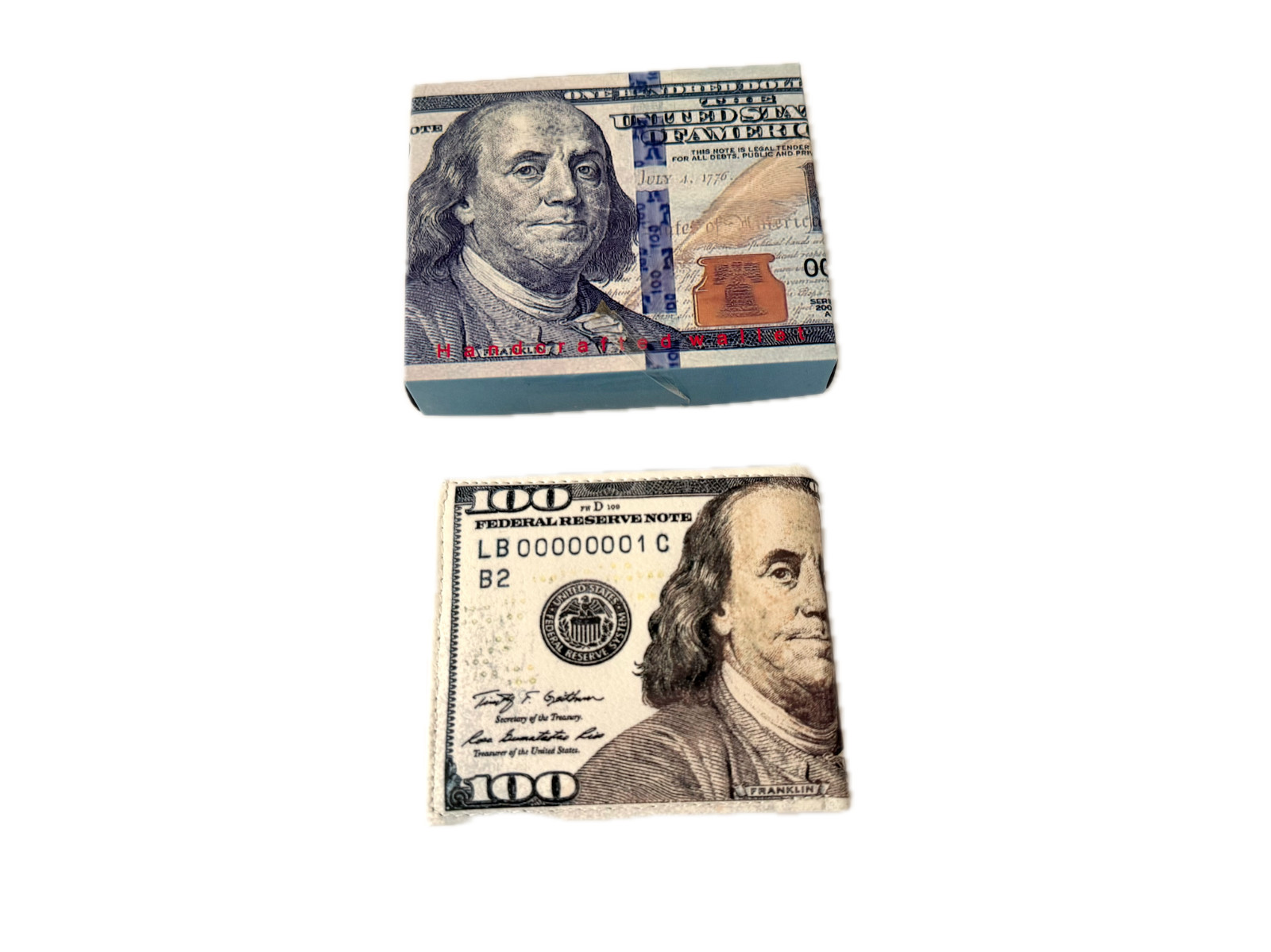 Tems Men’s Wallet $100 Dollar Bill Vegan Leather Bifold Flip ID WLT-107