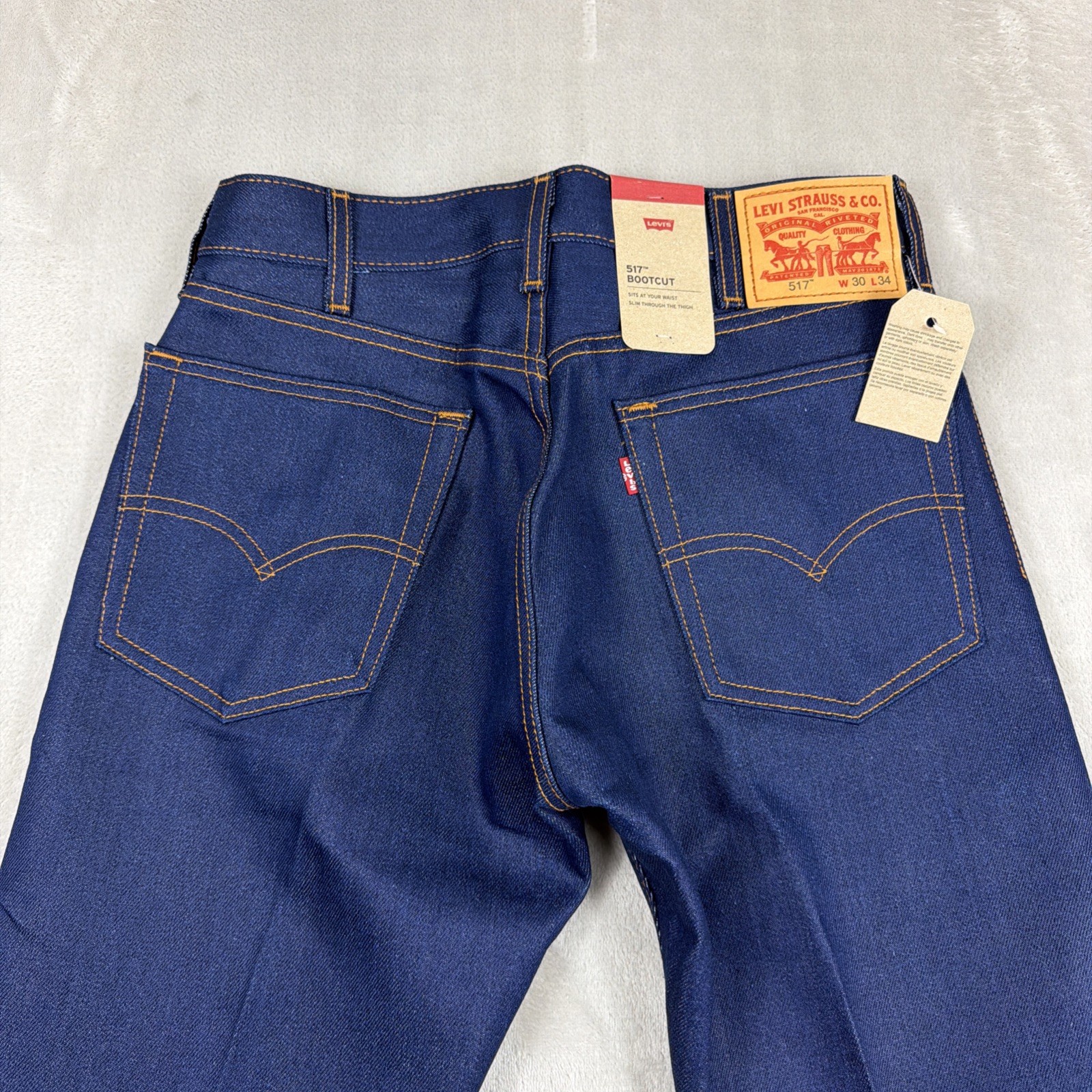 Levi’s 517 Bootcut Jeans Men’s Size 30×34 Blue Denim Cowboy Raw Wash Stretch