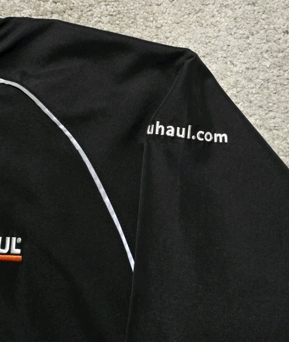 U-Haul Reflective Windbreaker Jacket Mens M Black Long Sleeve Pullover