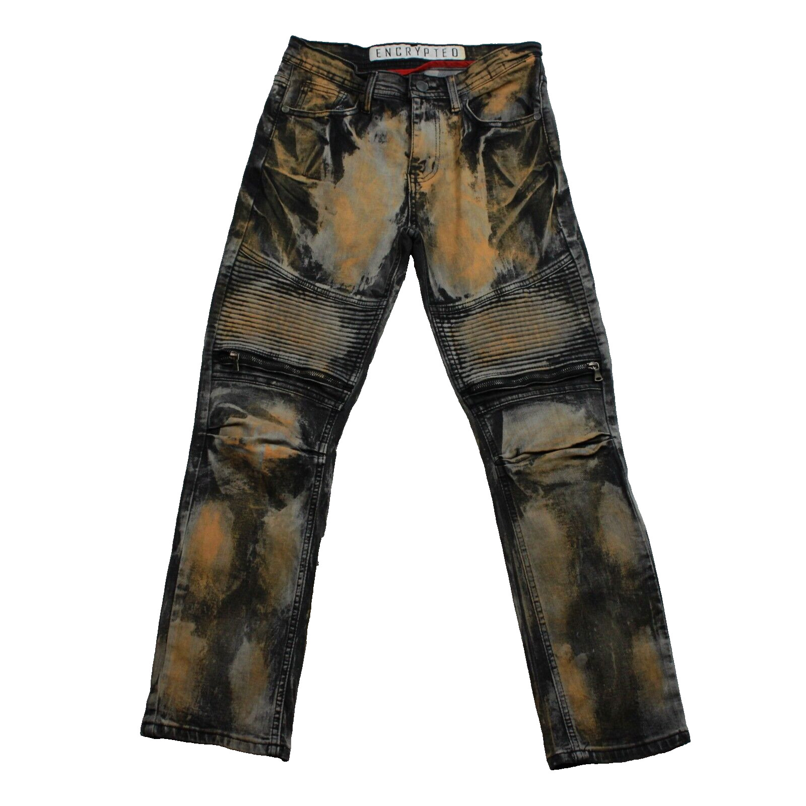 ENCRYPTED Women’s Moto Jeans Size 12 Acid Wash